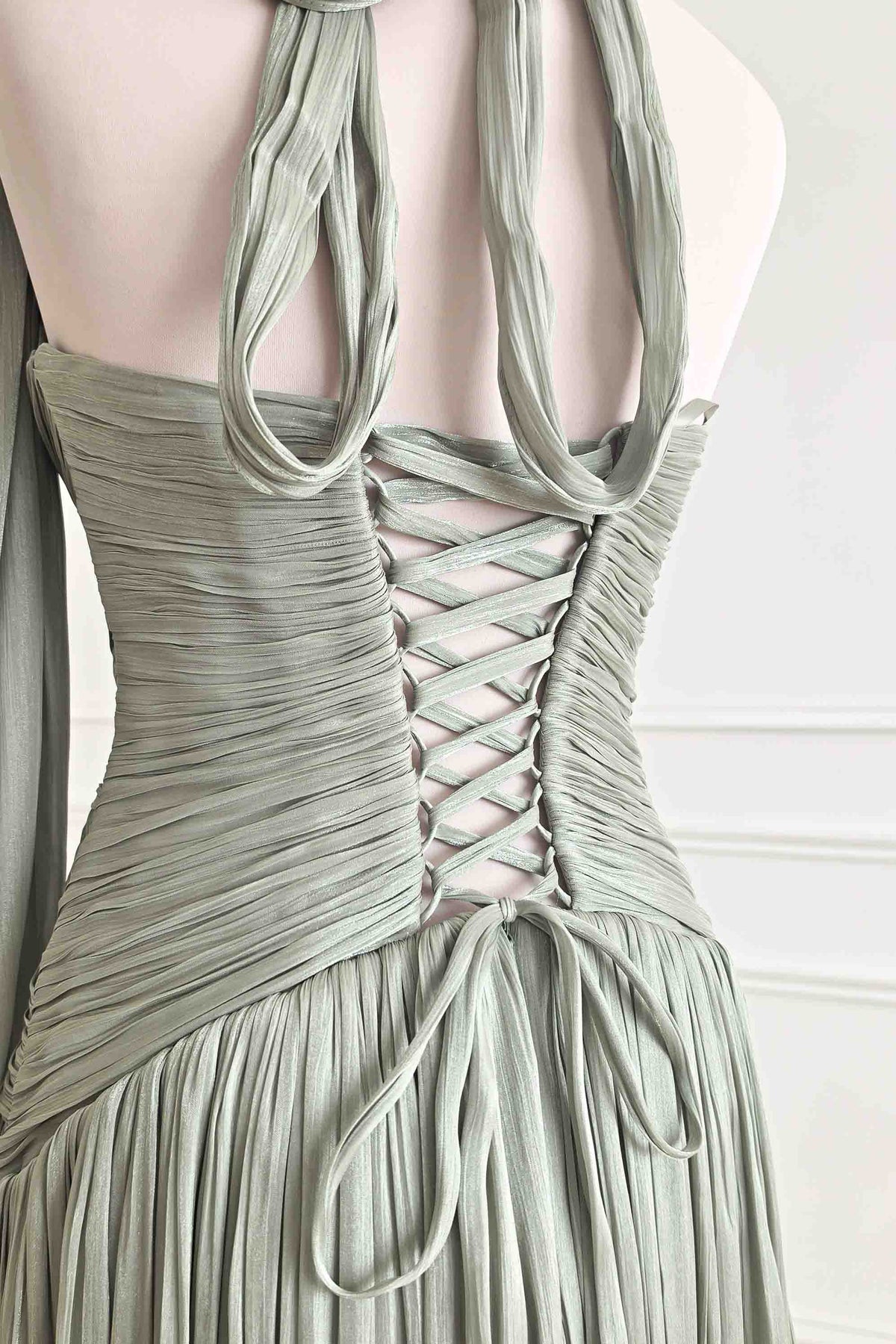 Sharelle Pleated Luminescent Maxi Gown | Sage-Oh Hello Clothing