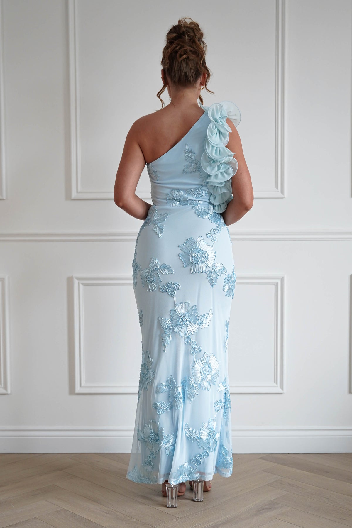 Siren Bodycon Maxi Dress | Light Blue Textured-Oh Hello Clothing