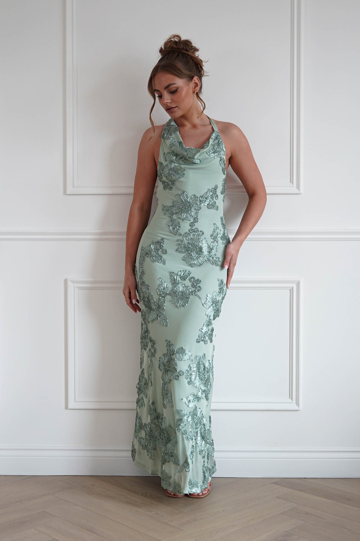 Sutton Floral Textured Maxi Dress | Green-Oh Hello Clothing
