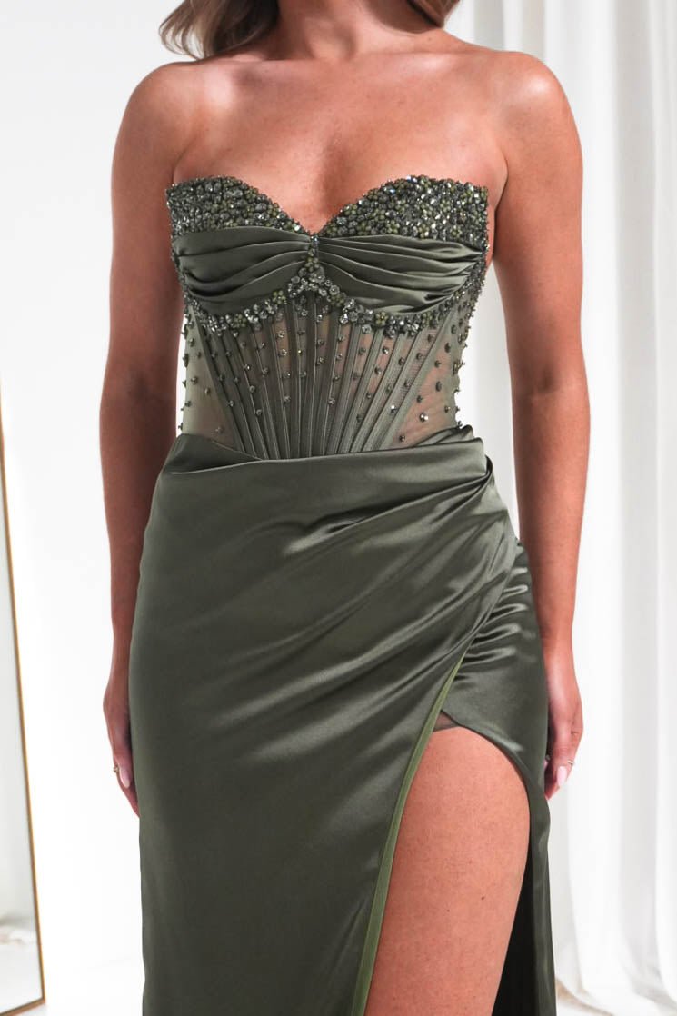 Theodora Strapless Embellished Gown | Olive-Oh Hello Clothing