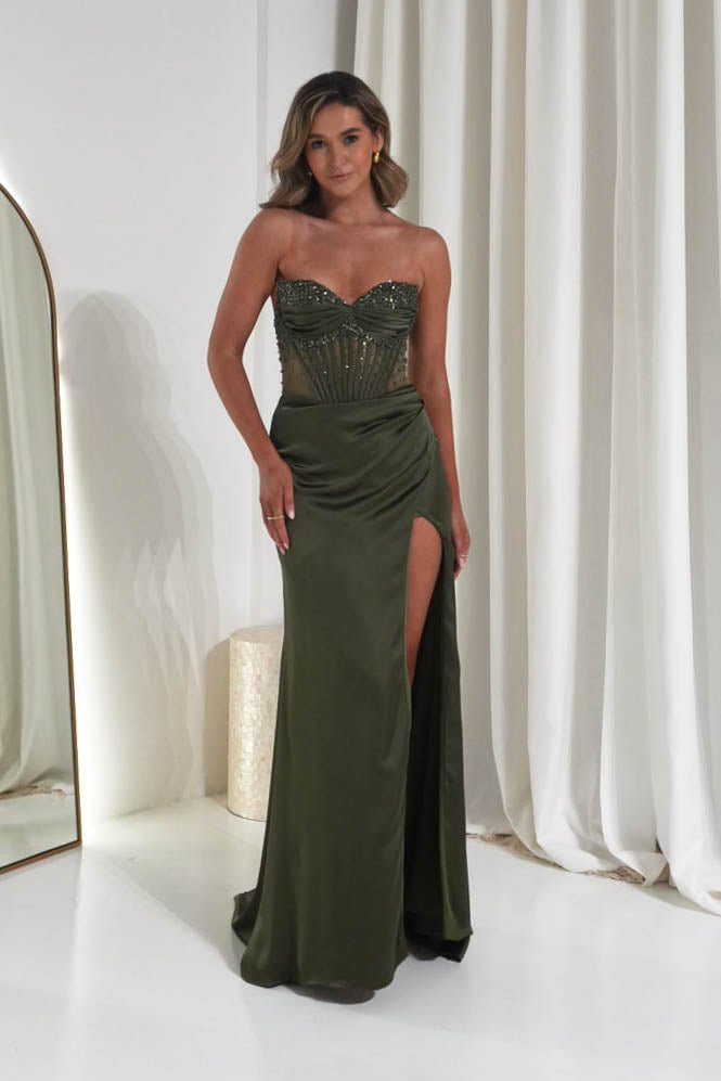 Theodora Strapless Embellished Gown | Olive-Oh Hello Clothing