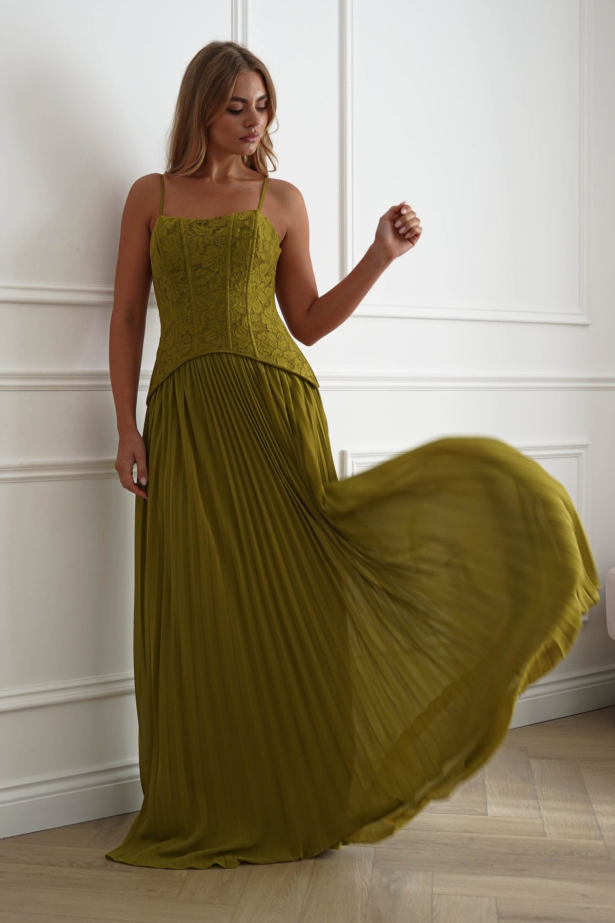 Victoria Dropped Peplum Maxi Dress | Olive Green-Oh Hello Clothing