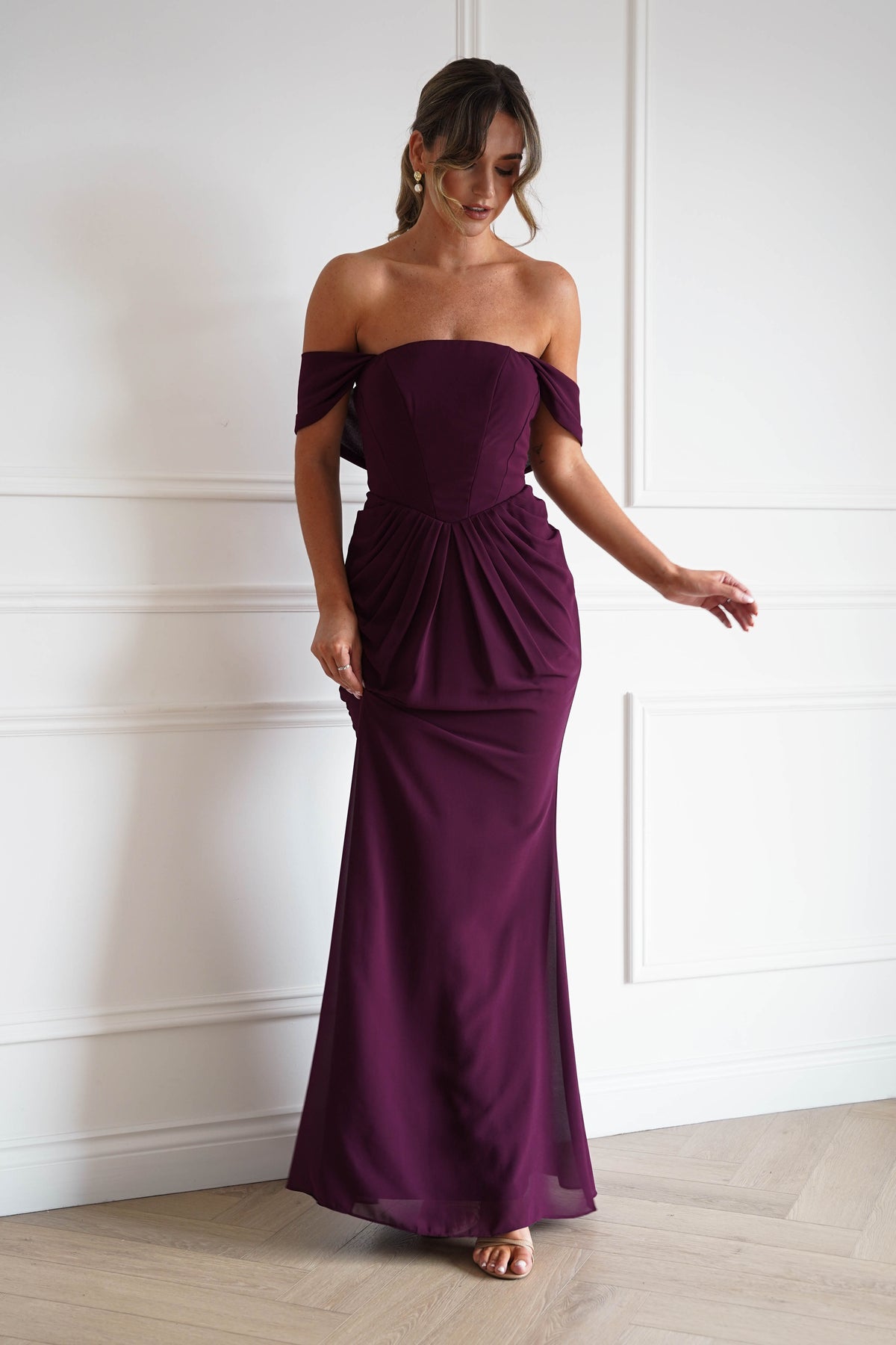 Willow Bardot Draped Maxi Dress | Wine-Oh Hello Clothing