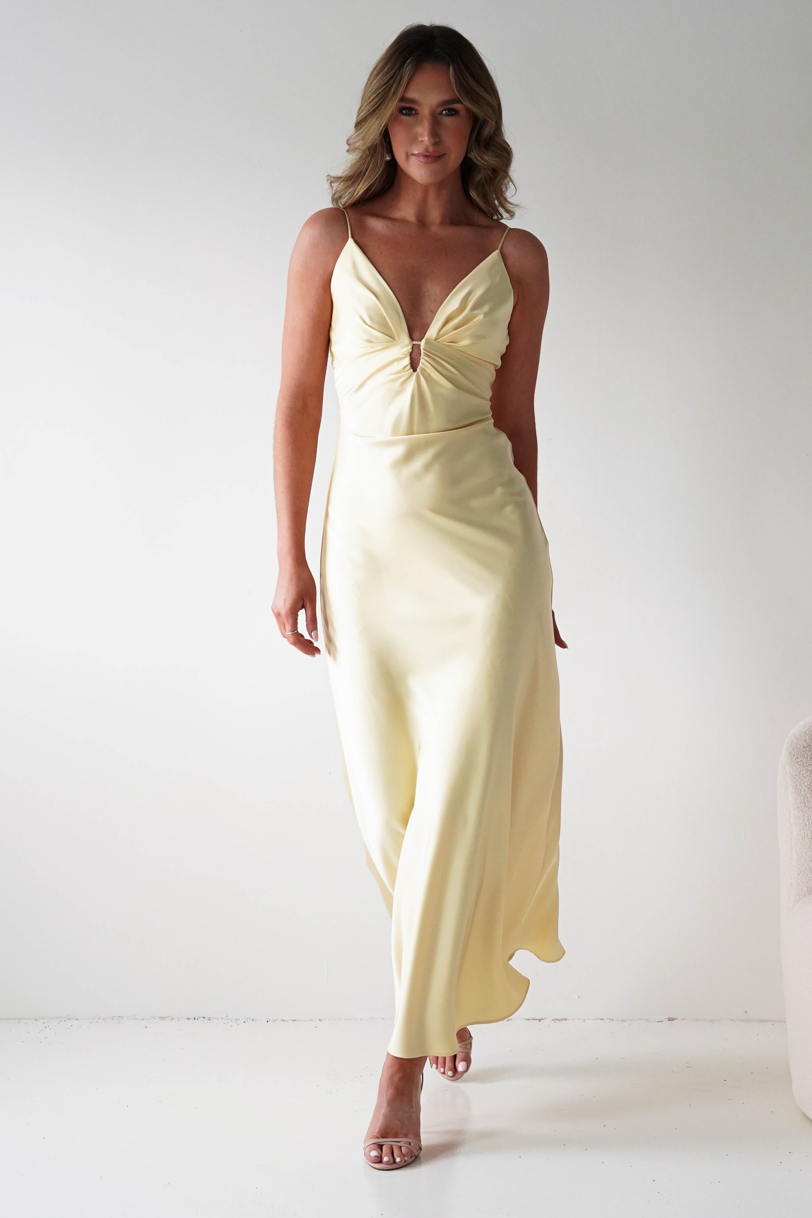 Oh Hello Clothing Women > Clothing > Dresses Adley Soft Satin Maxi Dress | Yellow