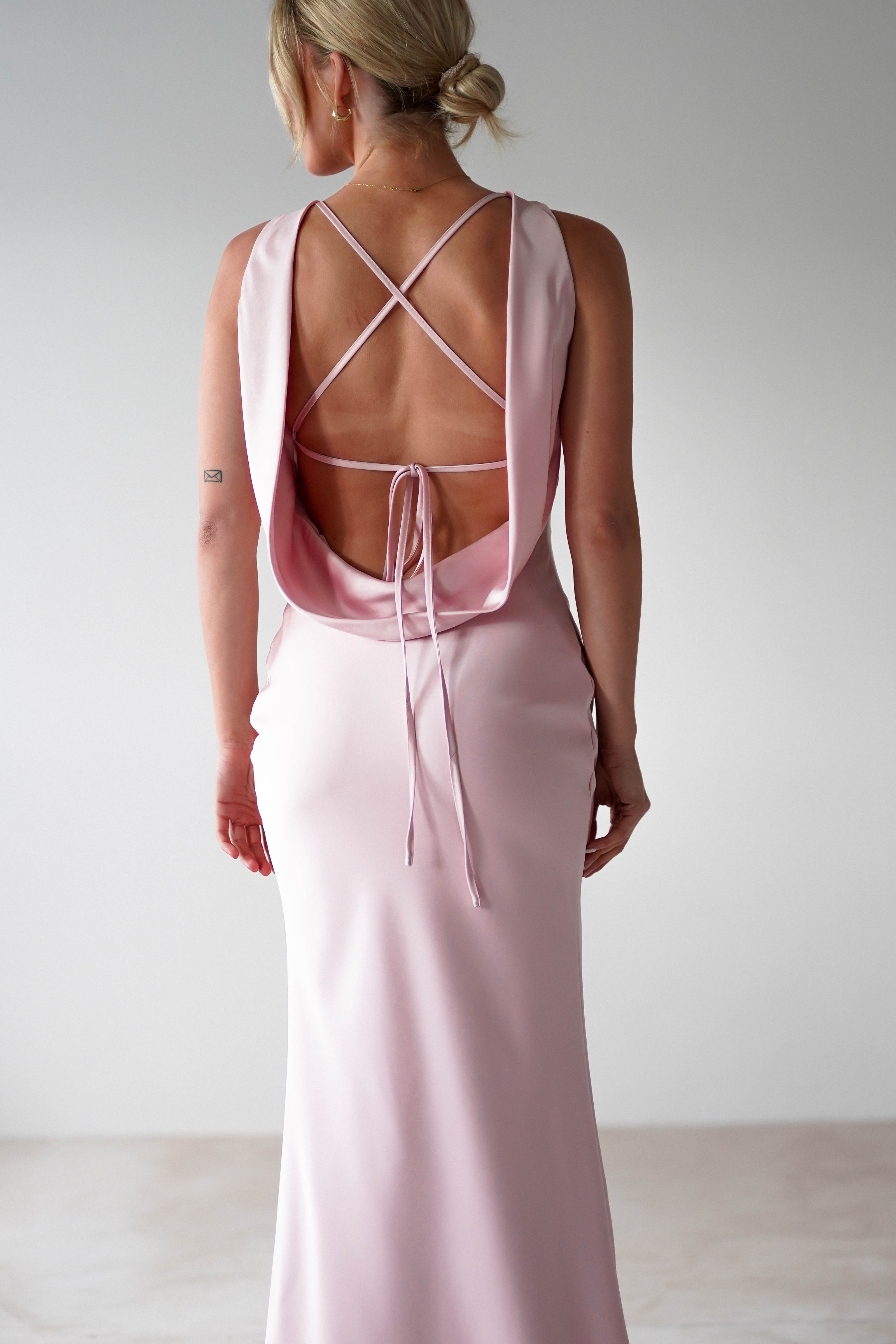 Alanna Soft Matte Satin Maxi Dress Blush Pink | Wedding Guest Dress | Maxi | Satin | Oh Hello Clothing