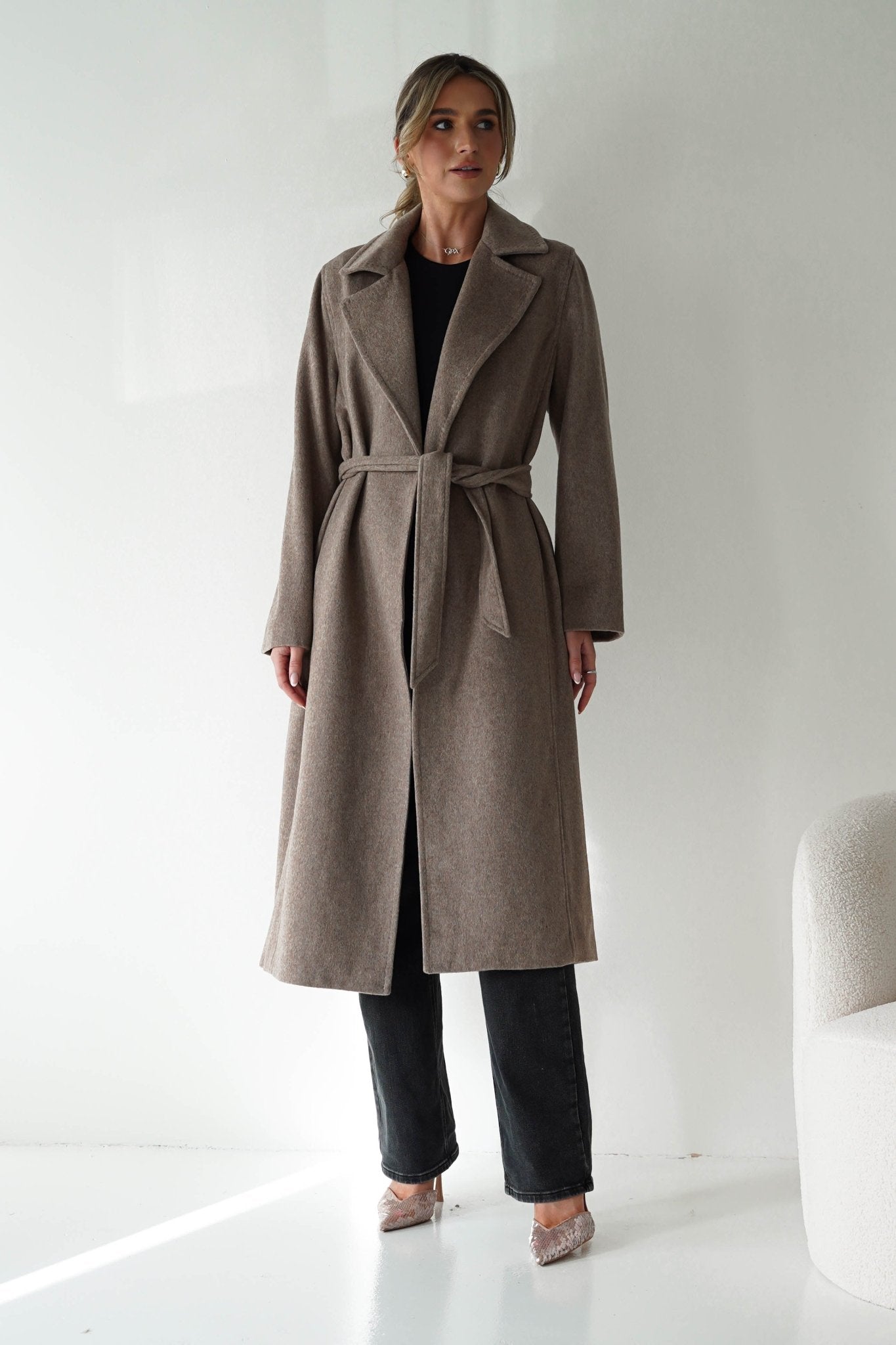 Oh Hello Clothing Blazer & Coats 1*DONE-ATTENTIF-M2533- TAUPE COAT