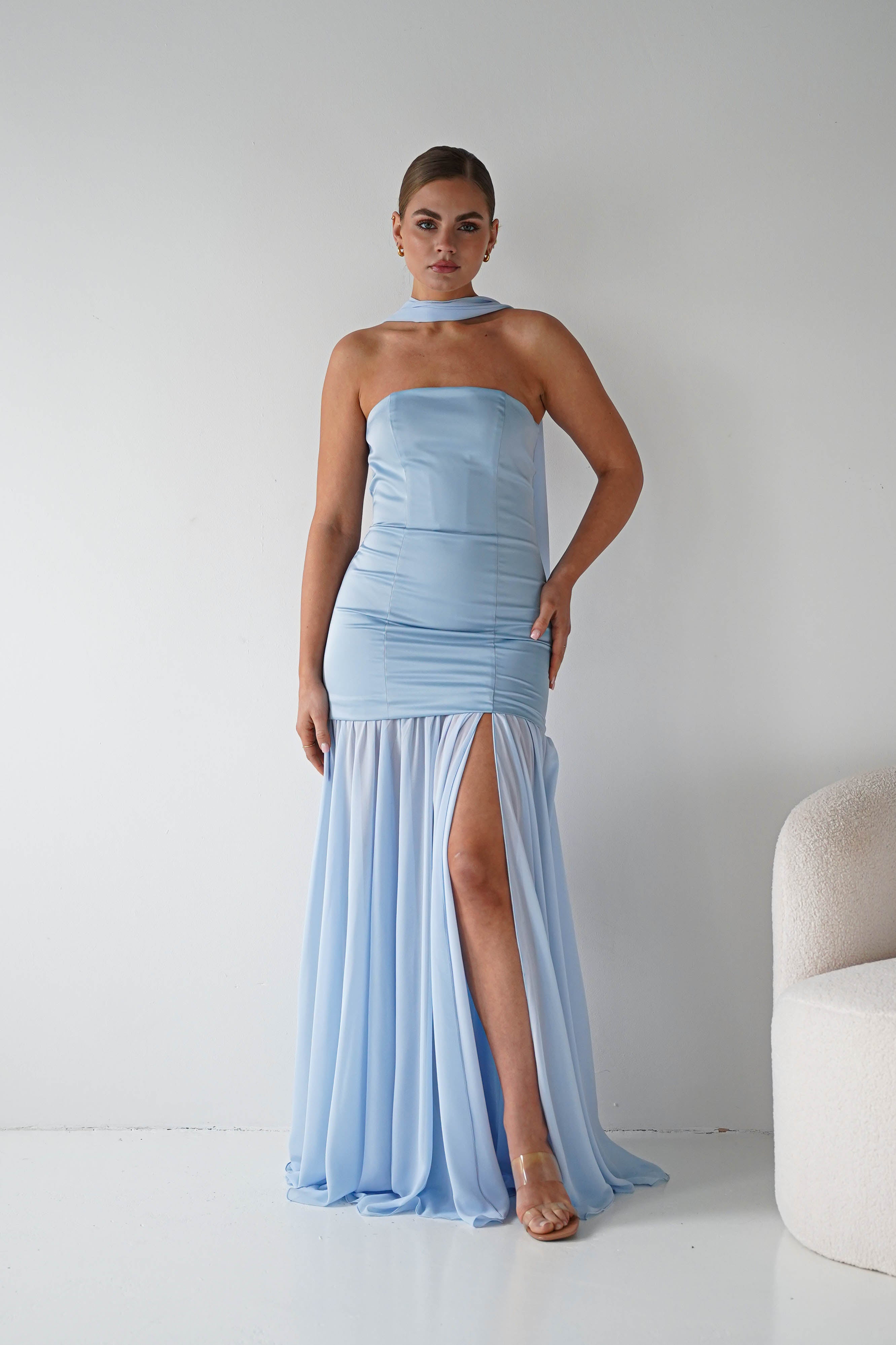 Oh Hello Clothing Women > Clothing > Dresses Amora Strapless Structured Maxi Dress | Blue