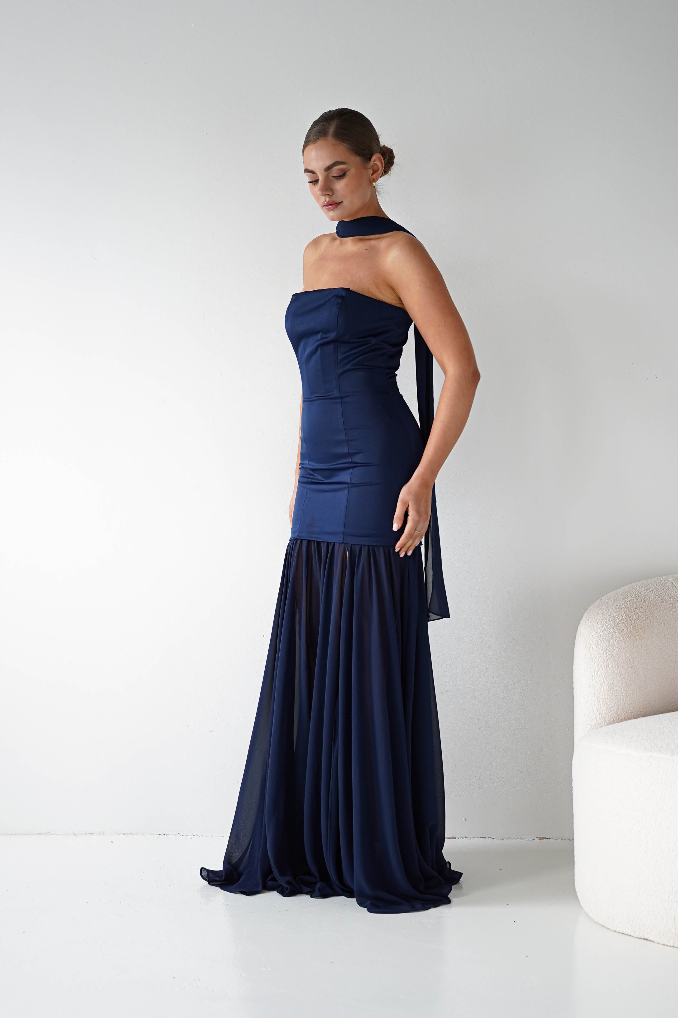 Oh Hello Clothing Women > Clothing > Dresses Amora Strapless Structured Maxi Dress | Navy