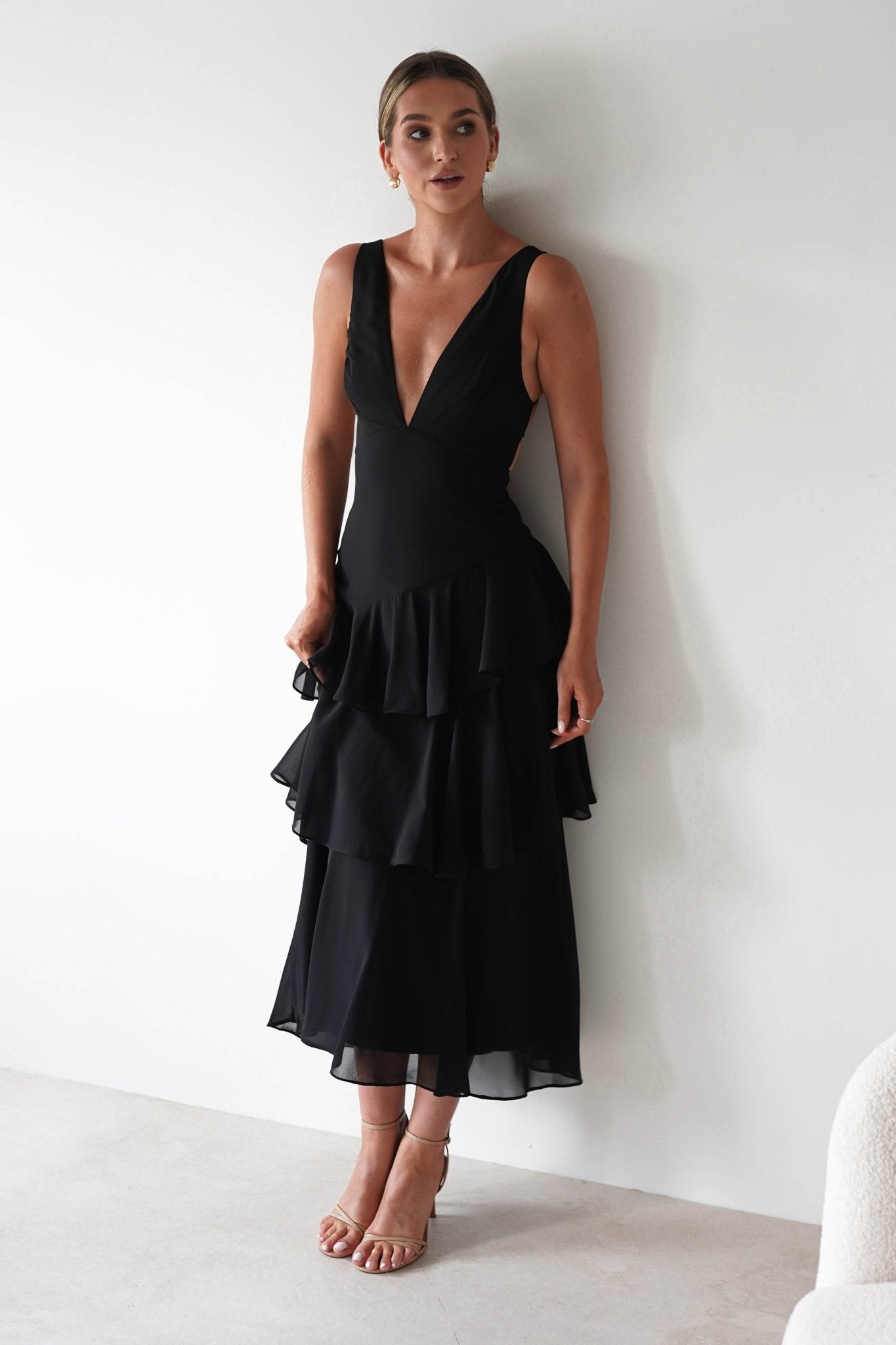 Andalusia Ruffle Maxi Dress Black | Wedding Guest Dress | Maxi | Oh Hello Clothing