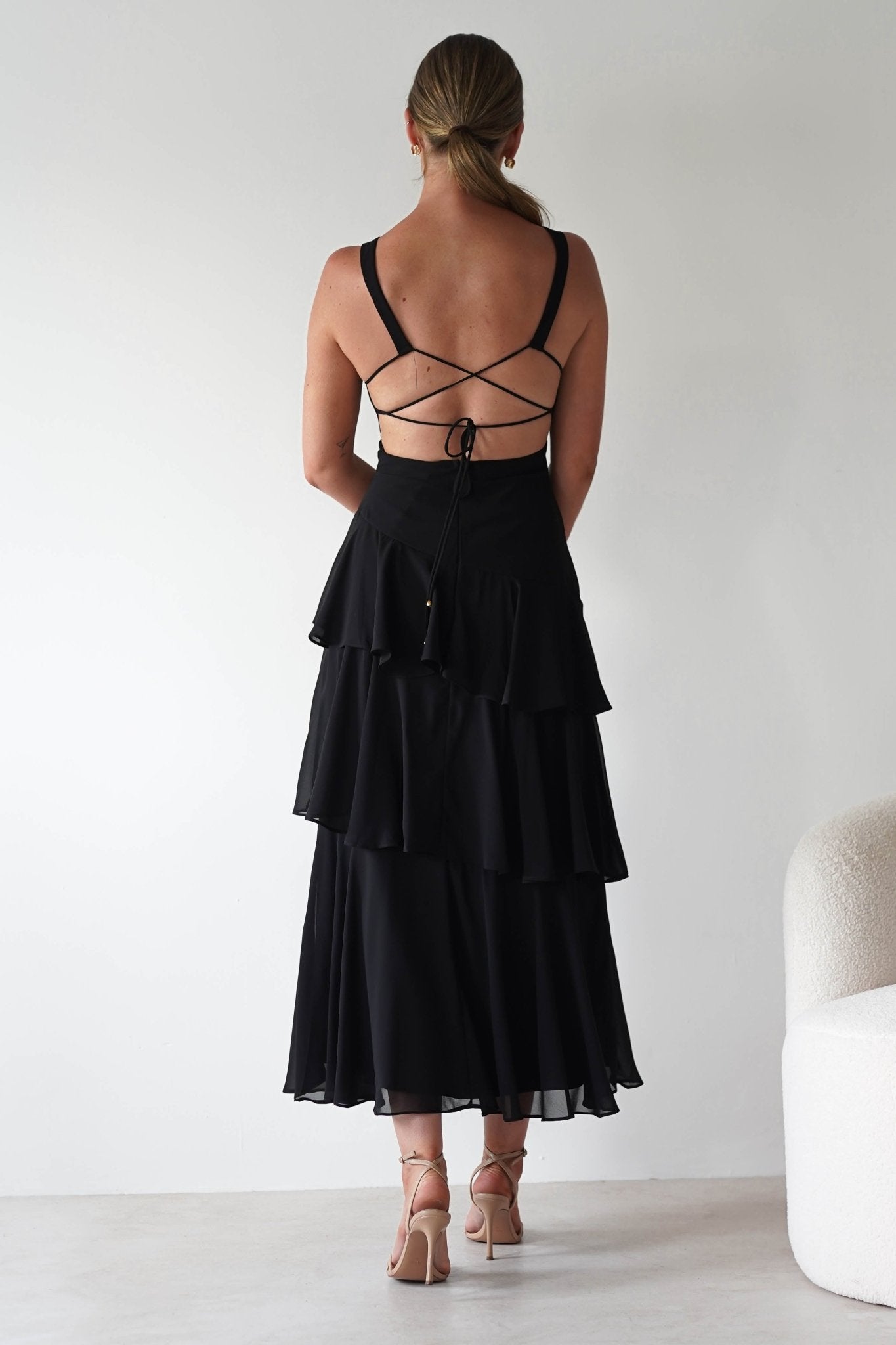 Andalusia Ruffle Maxi Dress Black | Wedding Guest Dress | Maxi | Oh Hello Clothing