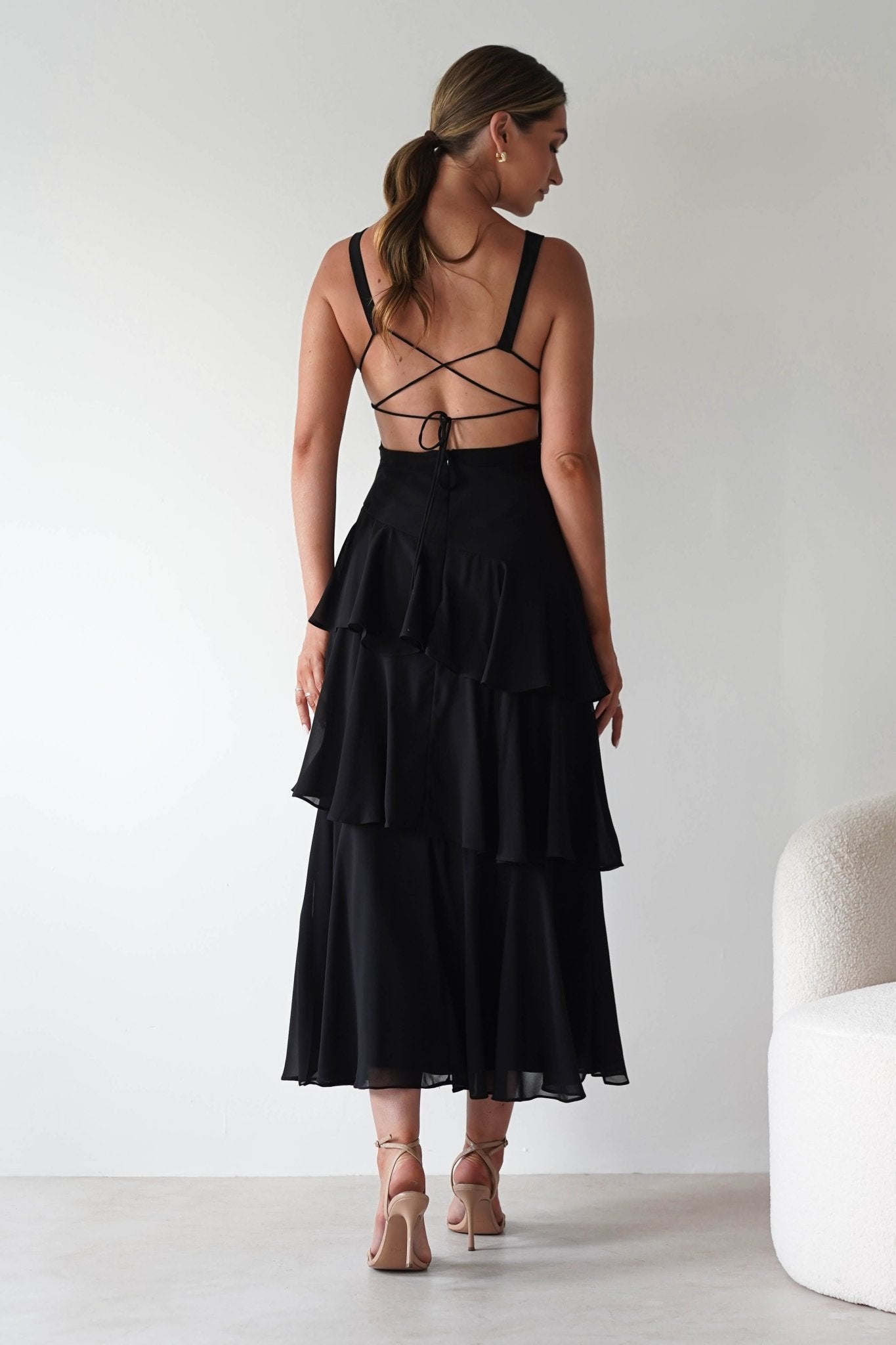 Andalusia Ruffle Maxi Dress Black | Wedding Guest Dress | Maxi | Oh Hello Clothing