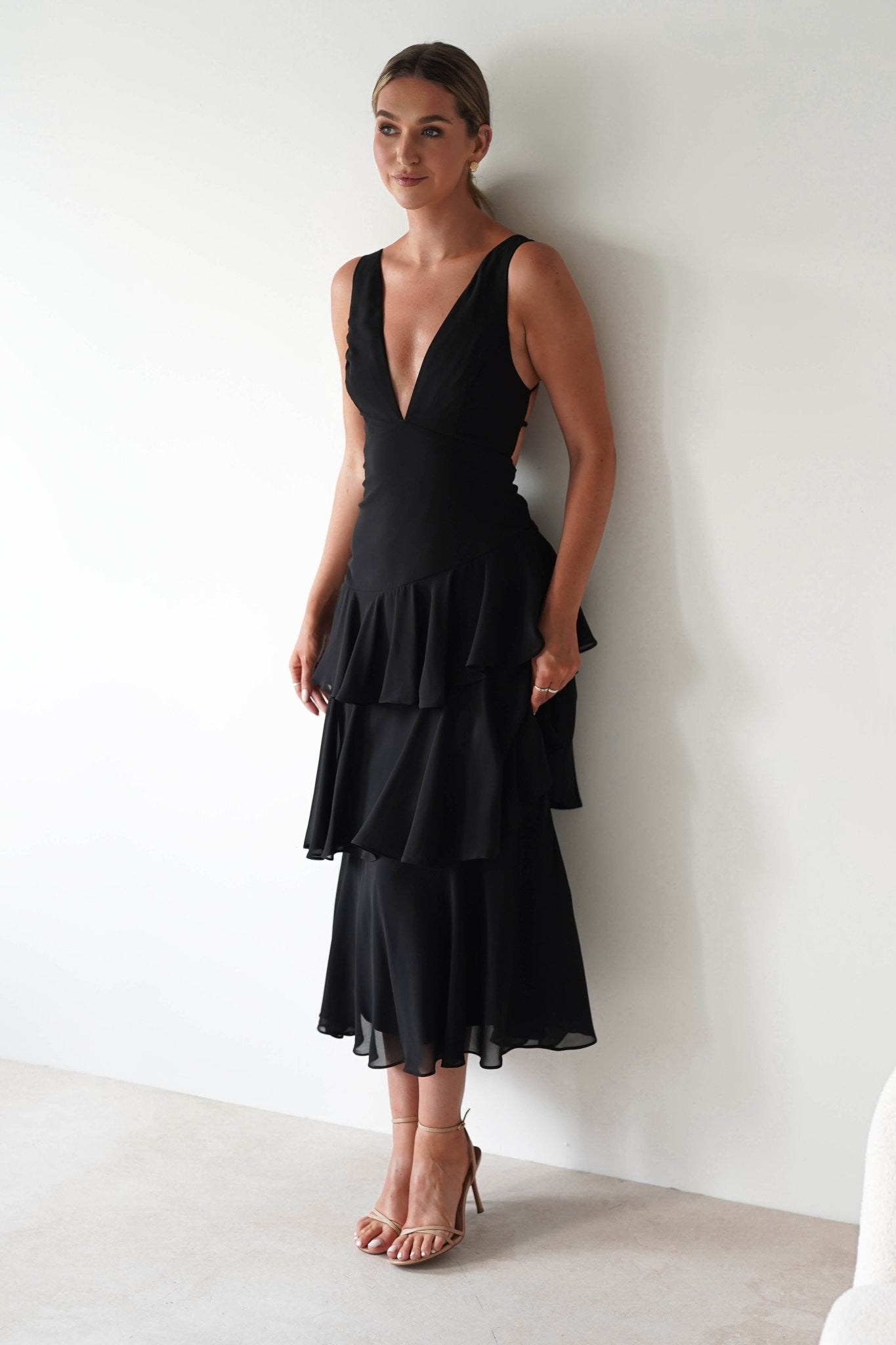 Andalusia Ruffle Maxi Dress Black | Wedding Guest Dress | Maxi | Oh Hello Clothing