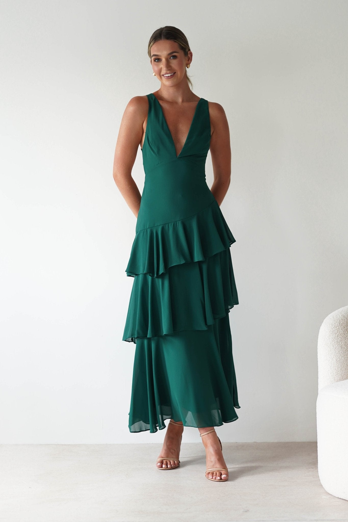 Andalusia Ruffle Maxi Dress Forest Green | Wedding Guest Dress | Maxi | Oh Hello Clothing