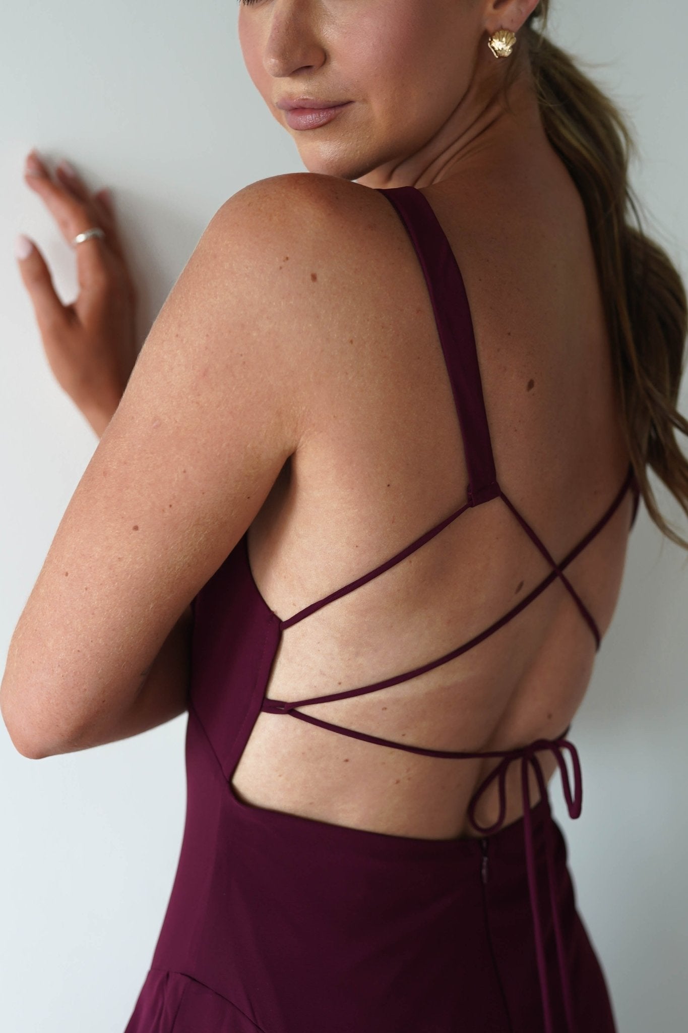 Andalusia Ruffle Maxi Dress Wine | Wedding Guest Dress | Maxi | Oh Hello Clothing