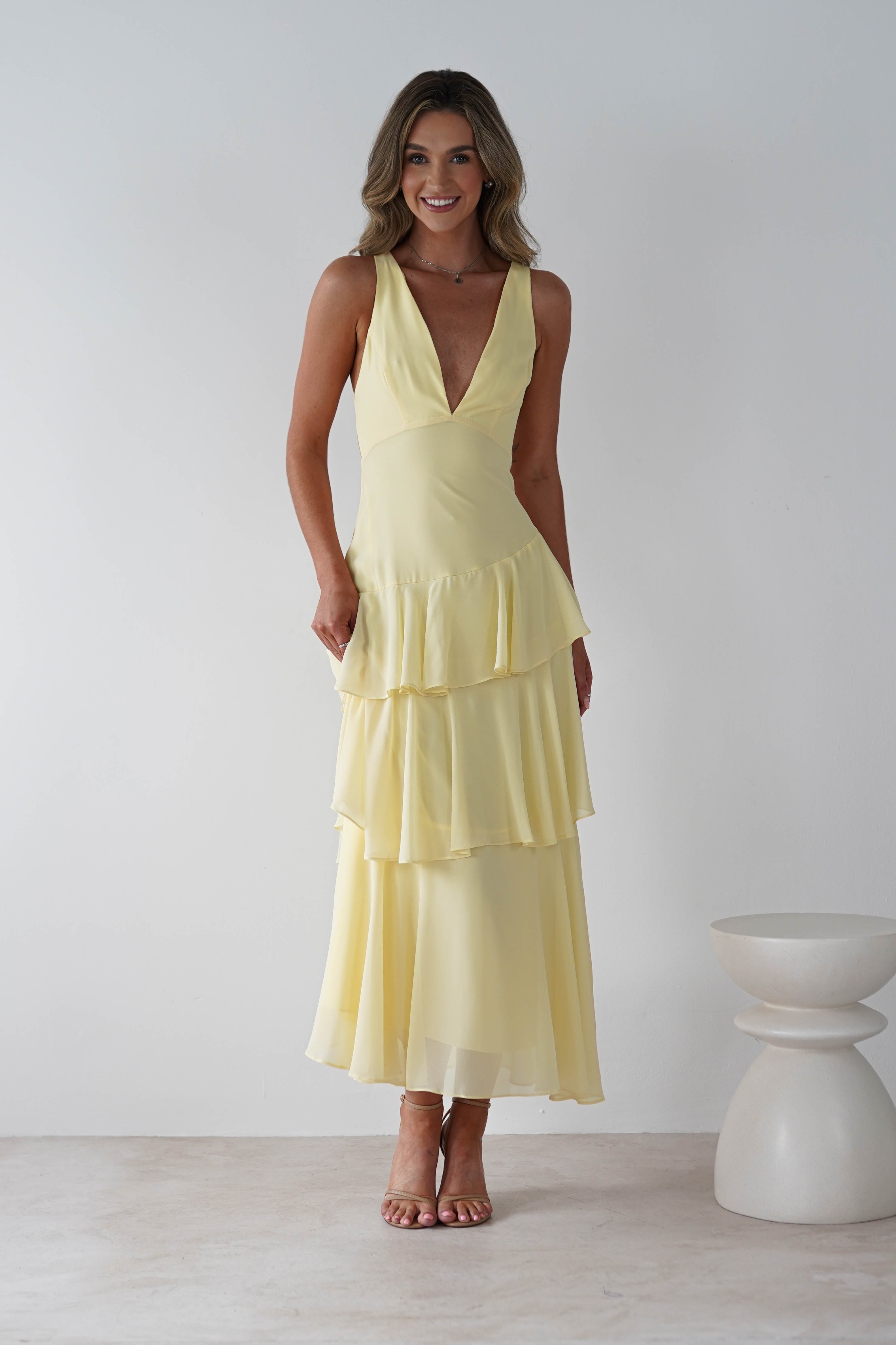 Andalusia Ruffle Maxi Dress Yellow | Wedding Guest Dress | Maxi | Oh Hello Clothing
