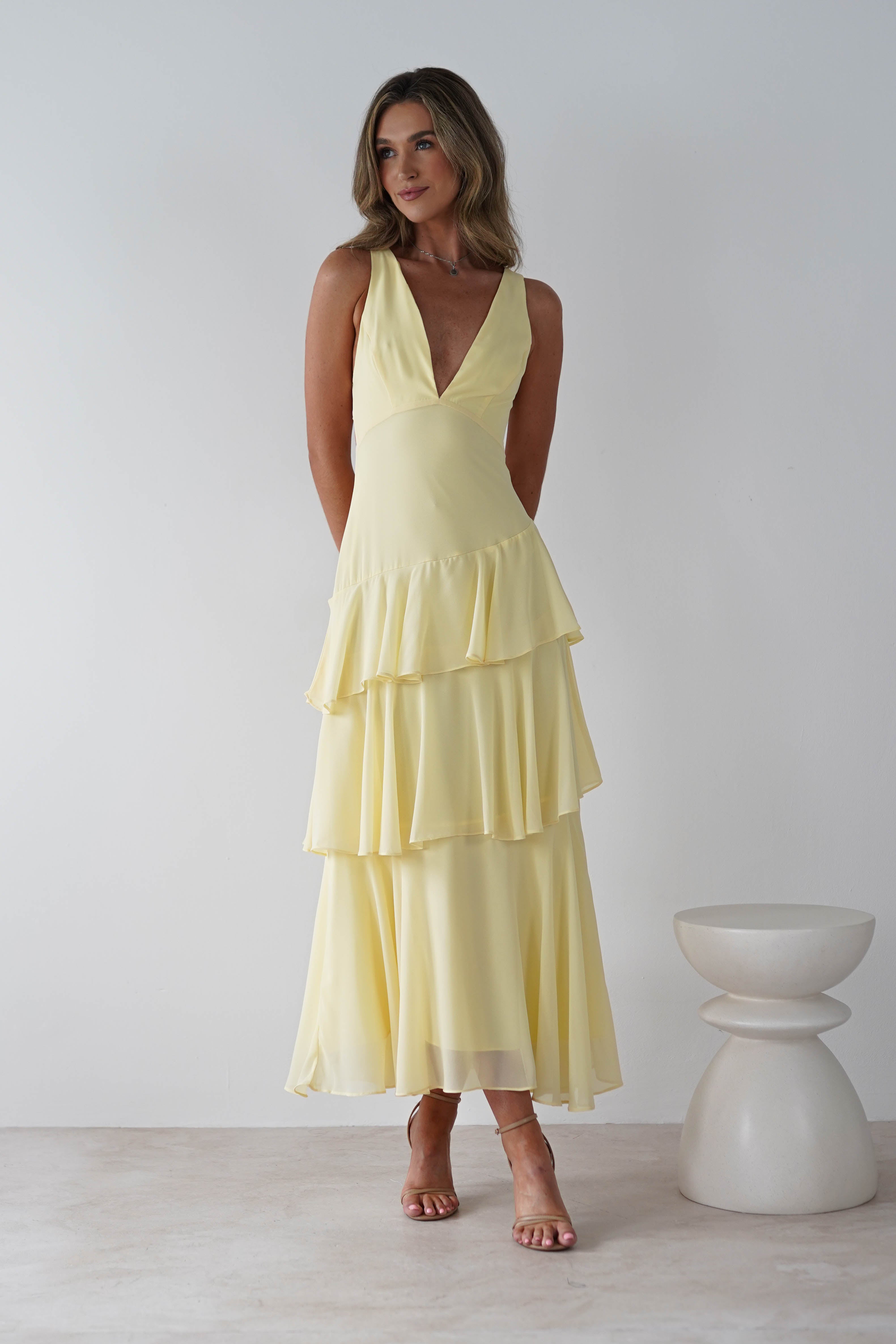 Andalusia Ruffle Maxi Dress Yellow | Wedding Guest Dress | Maxi | Oh Hello Clothing