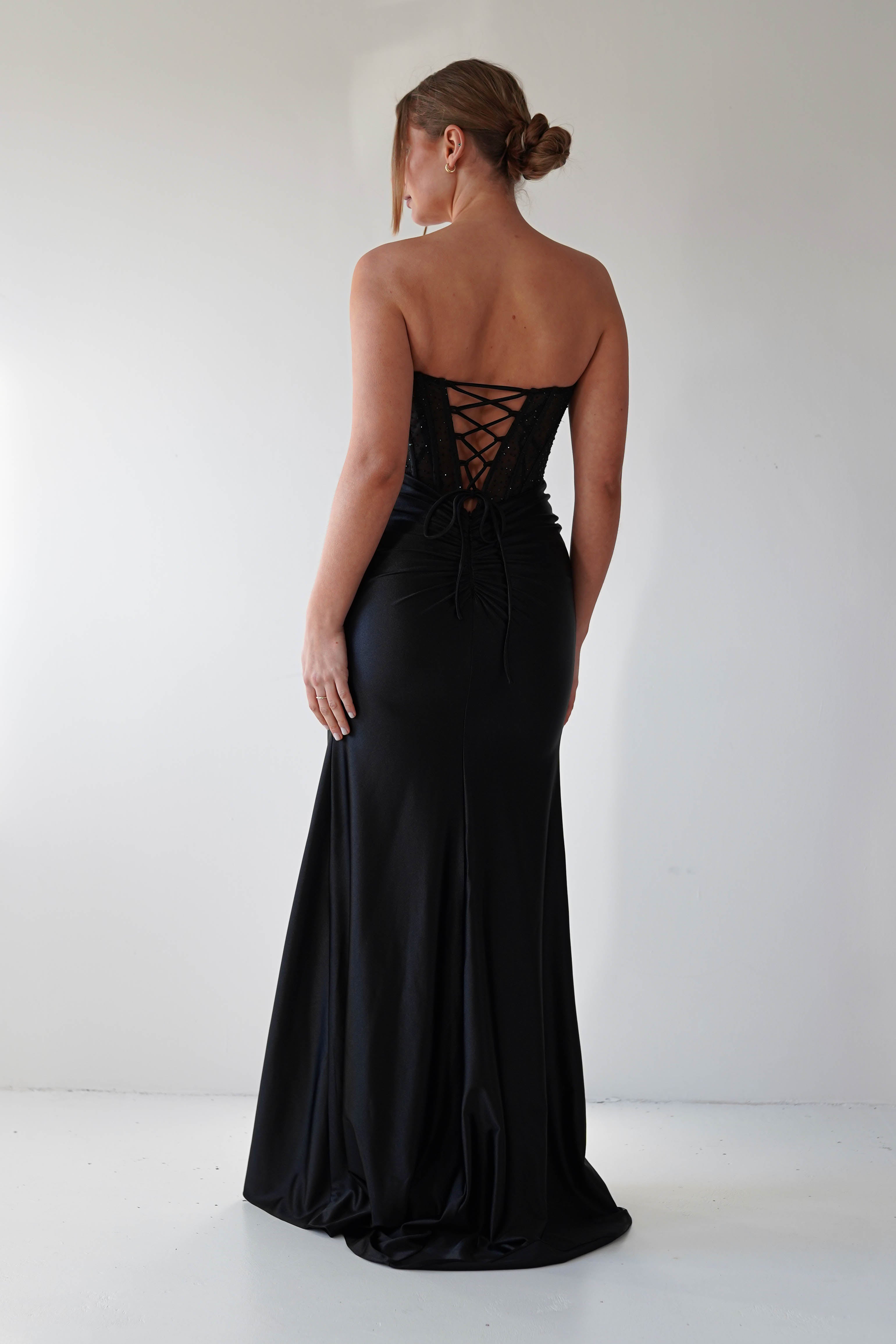 Andrina Rhinestone Strapless Gown | Black | Debs & Prom | Formal Gown | Oh Hello Clothing