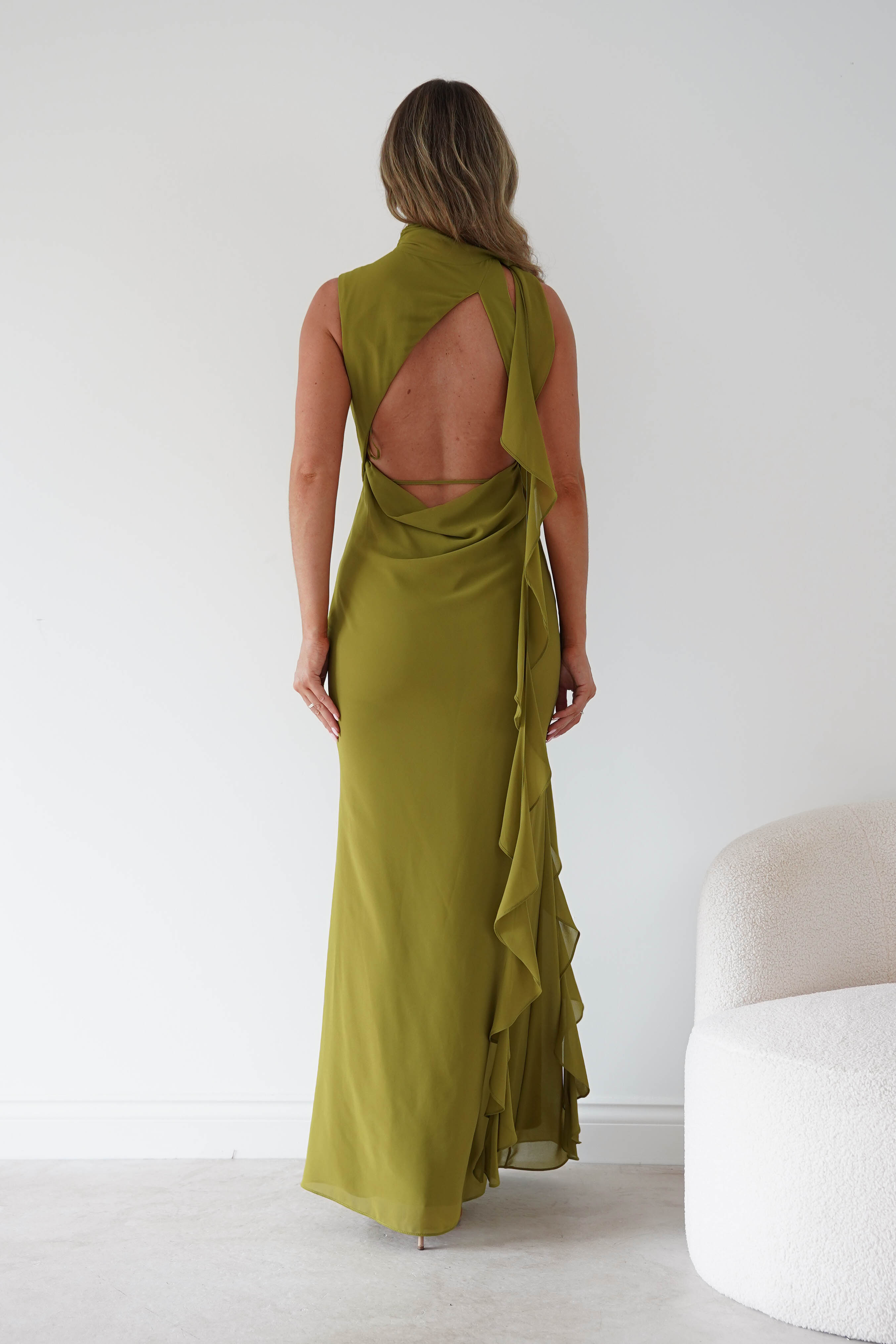 Oh Hello Clothing Women > Clothing > Dresses Aoife Draped Rosette Maxi Dress | Chartreuse Green