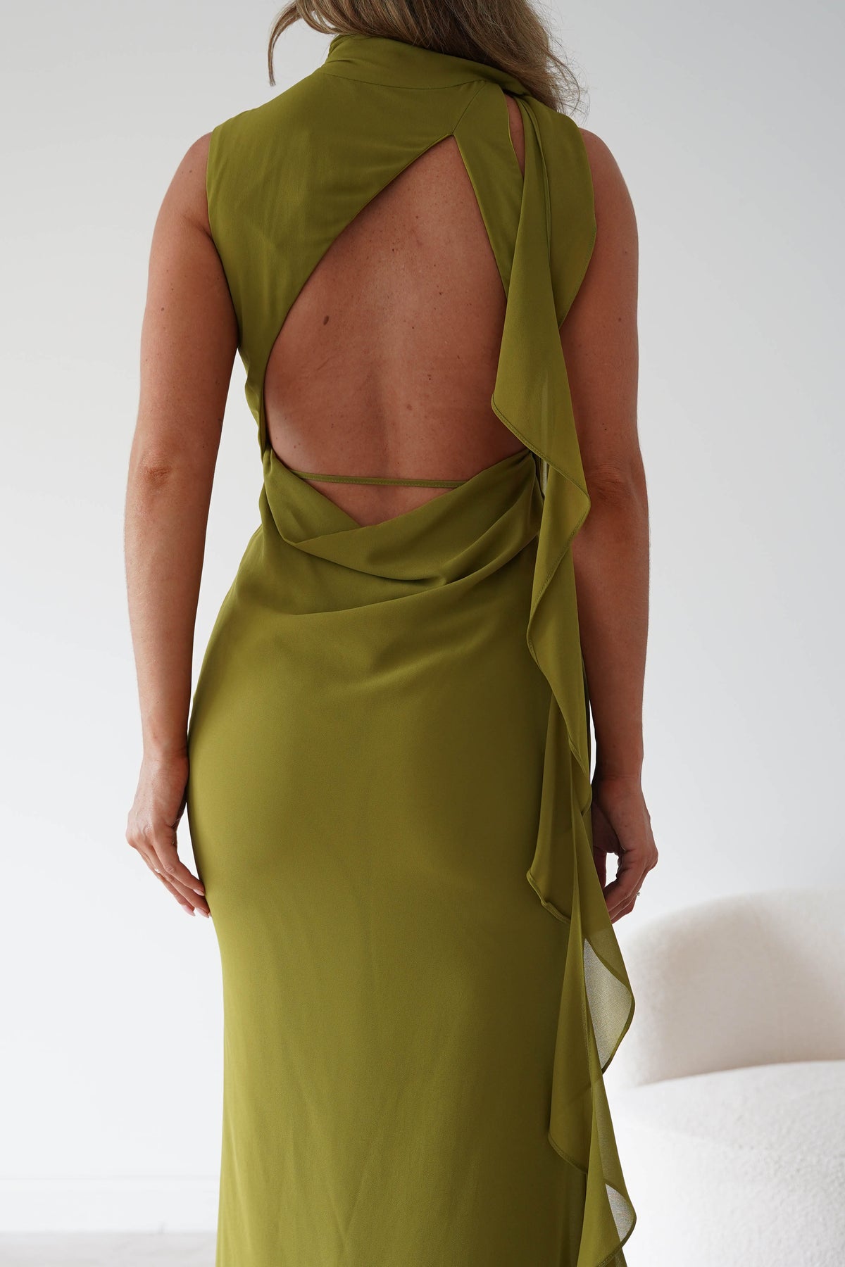 Oh Hello Clothing Women > Clothing > Dresses Aoife Draped Rosette Maxi Dress | Chartreuse Green