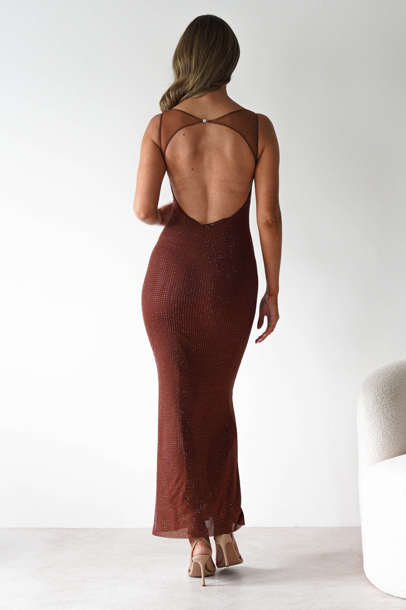 Billini Bodycon Backless Maxi Dress Brown | Wedding Guest Dress | Backless | Bodycon | Oh Hello Clothing