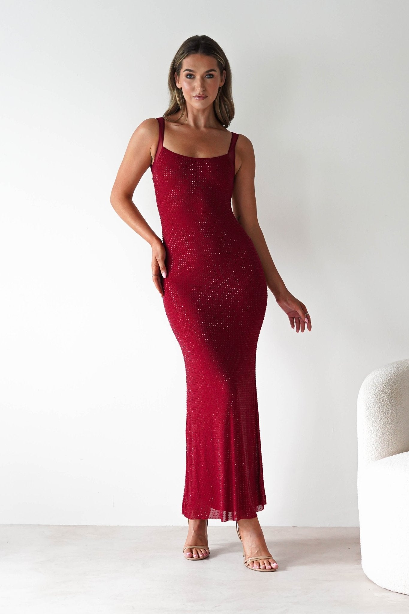 Billini Bodycon Backless Maxi Dress Red | Wedding Guest Dress | Backless | Bodycon | Oh Hello Clothing