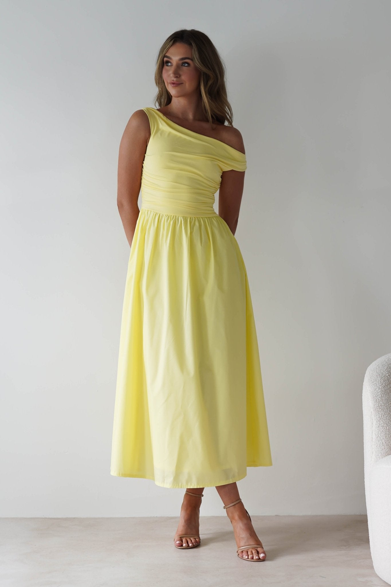 Bloom Skater Midaxi Dress Yellow | Wedding Guest Dress | Skater | Oh Hello Clothing