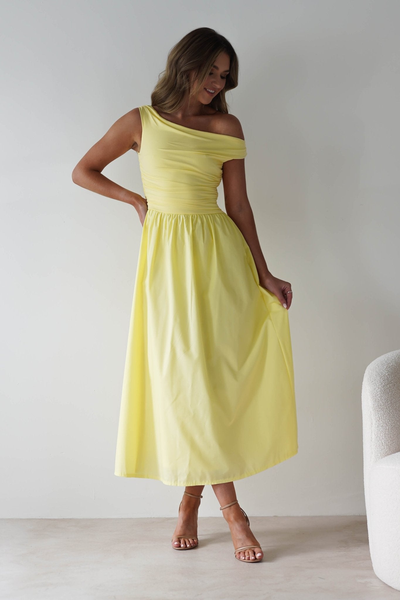 Bloom Skater Midaxi Dress Yellow | Wedding Guest Dress | Skater | Oh Hello Clothing