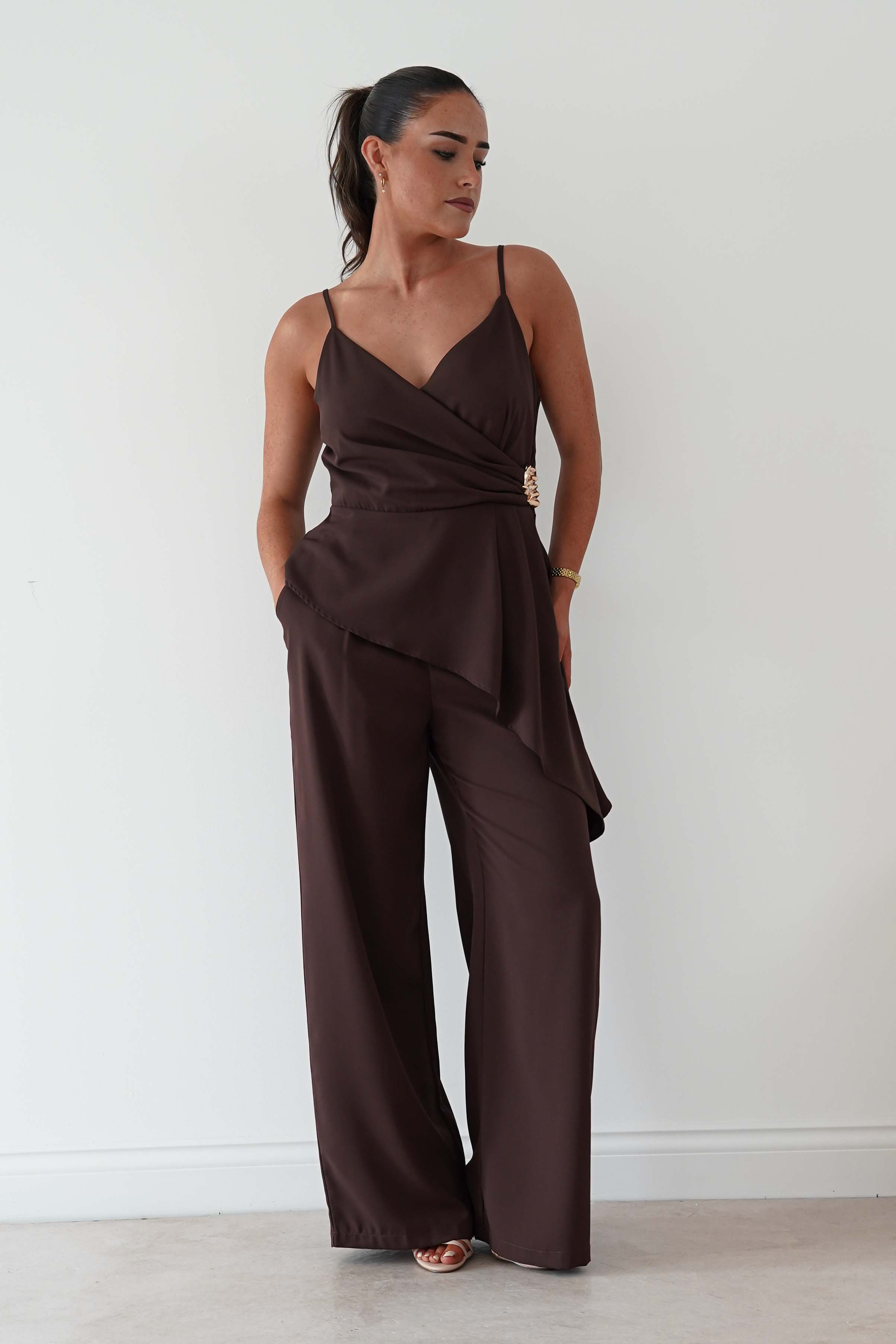 Oh Hello Clothing Women > Clothing > Dresses Bridget Asymmetric Co-Ord Set | Brown