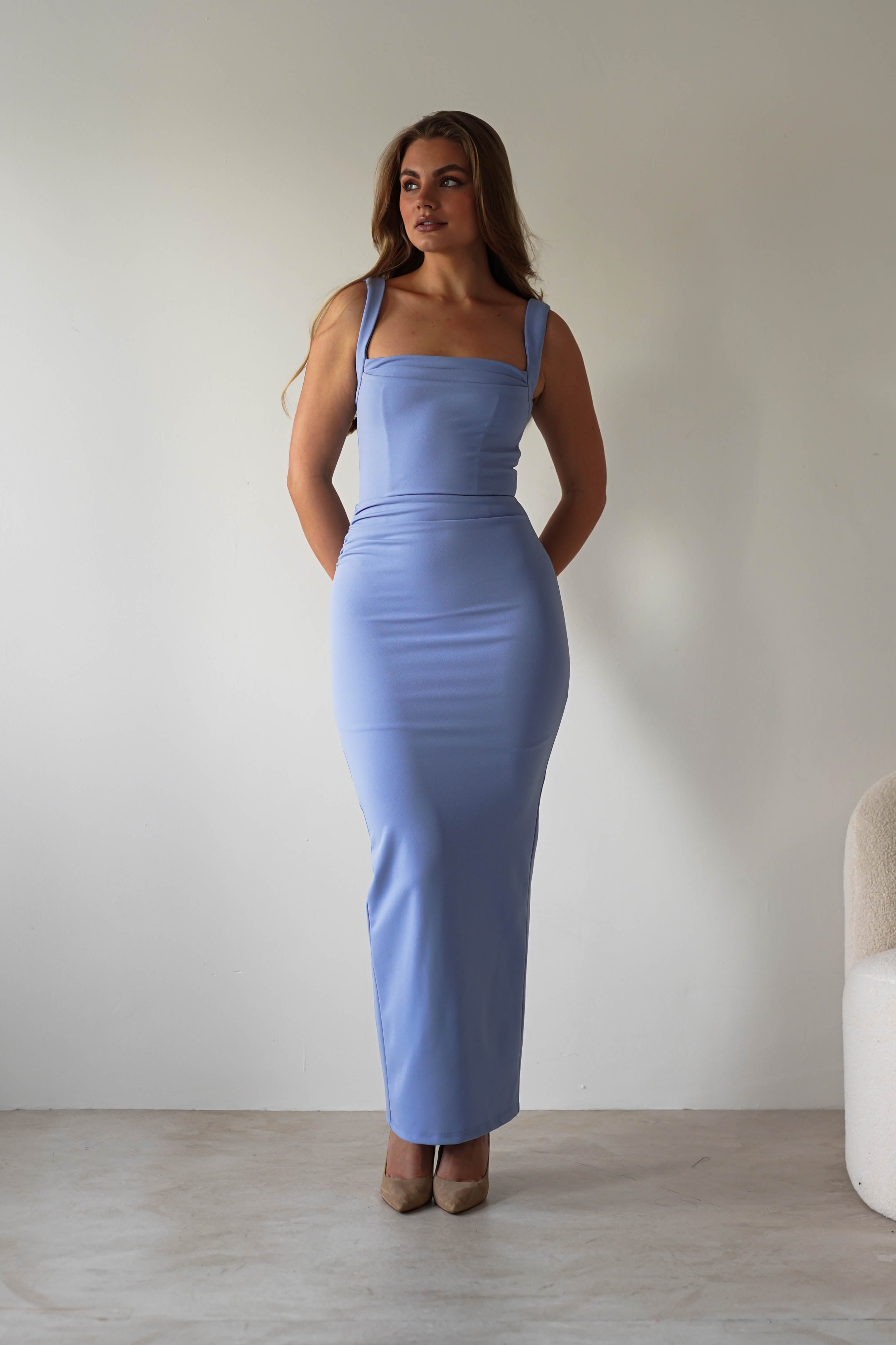 Brooke Square Neck Maxi Dress Blue | Wedding Guest Dress | Square Neck | Maxi | Oh Hello Clothing