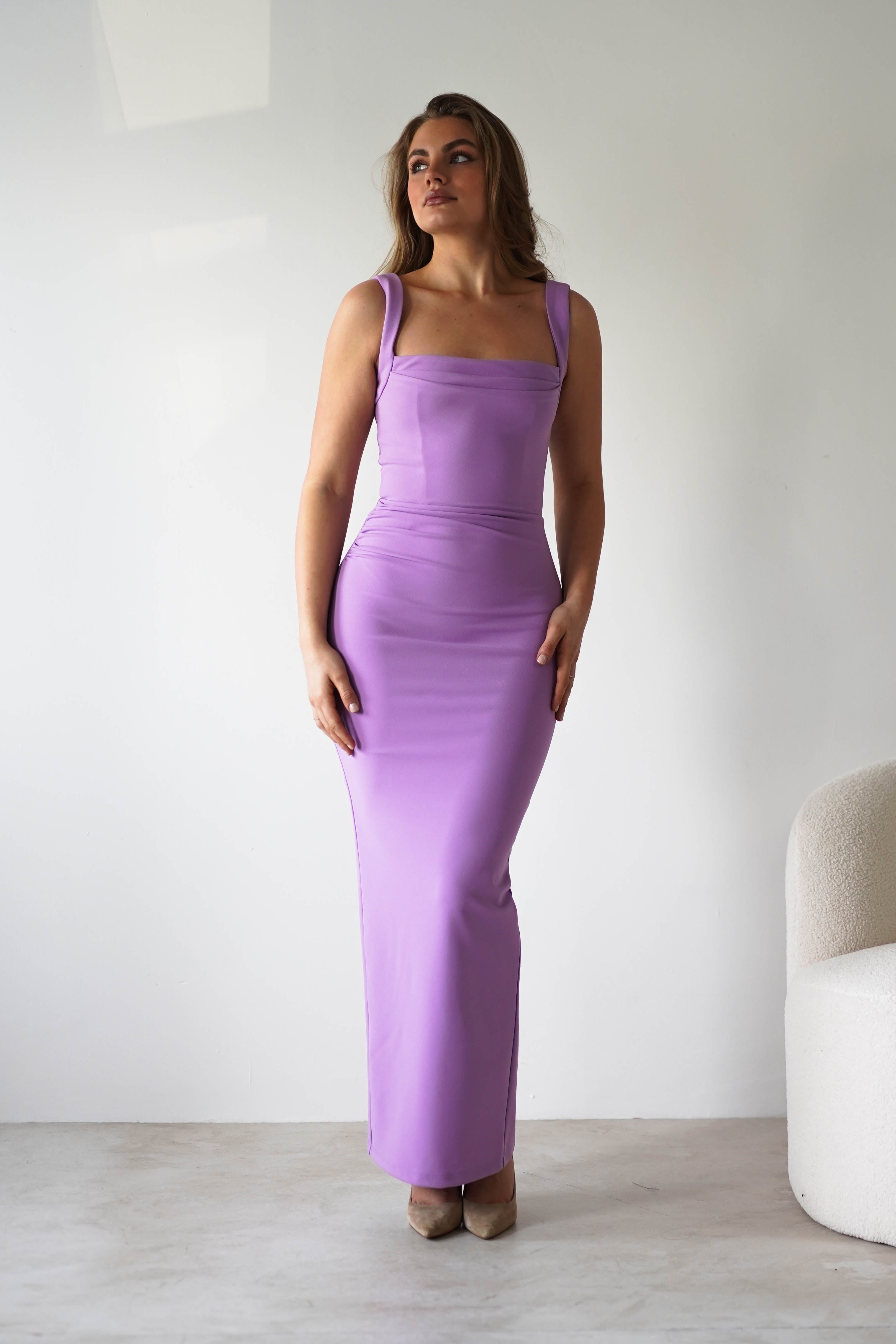 Brooke Square Neck Maxi Dress Lilac | Wedding Guest Dress | Square Neck | Maxi | Oh Hello Clothing