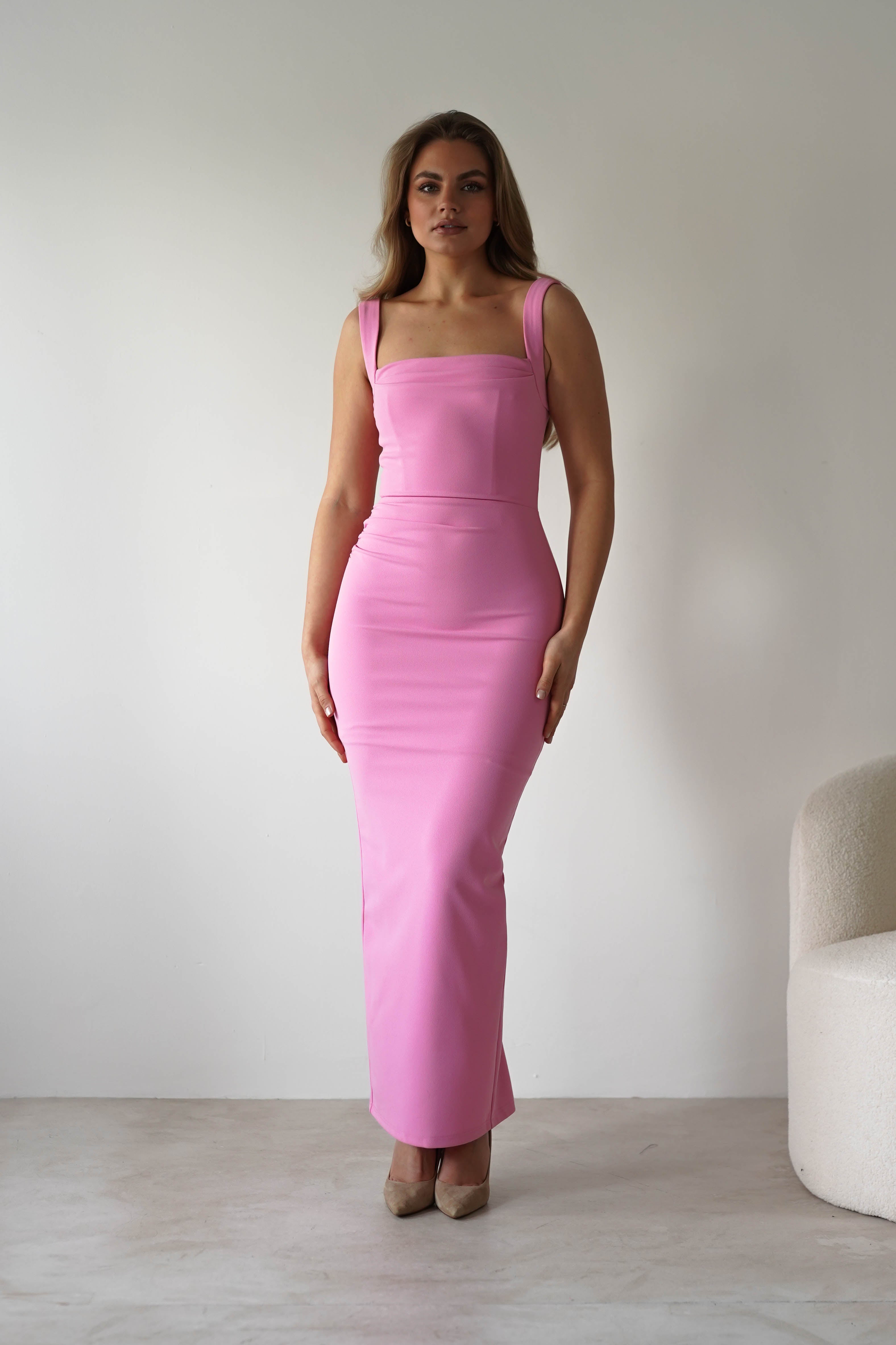 Brooke Square Neck Maxi Dress Pink | Wedding Guest Dress | Square Neck | Maxi | Oh Hello Clothing