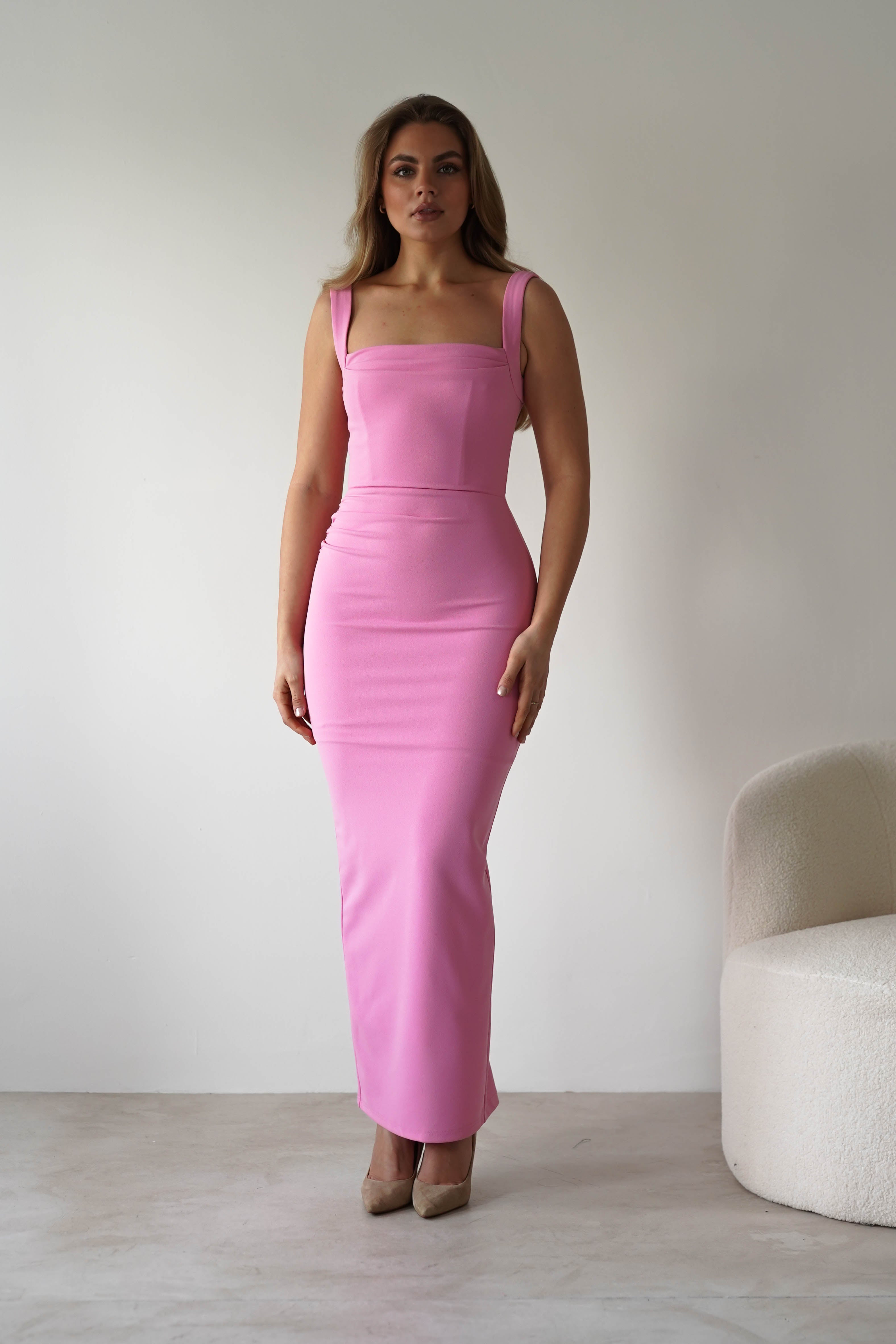 Brooke Square Neck Maxi Dress Pink | Wedding Guest Dress | Square Neck | Maxi | Oh Hello Clothing