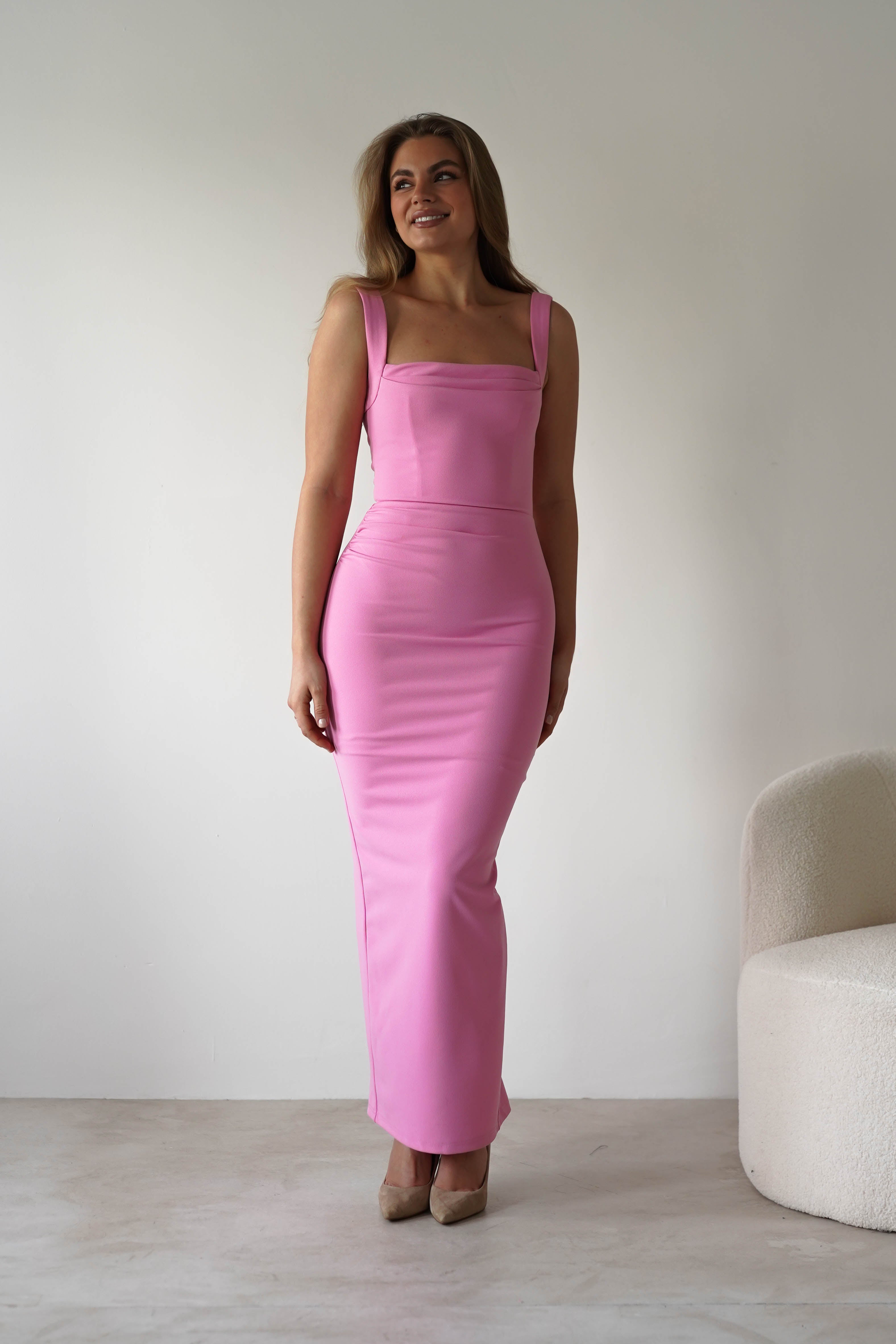 Brooke Square Neck Maxi Dress Pink | Wedding Guest Dress | Square Neck | Maxi | Oh Hello Clothing