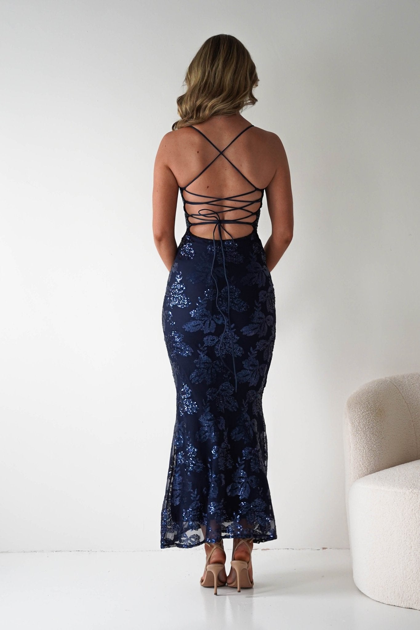 Calle Bodycon Sequin Maxi Dress | Navy| Party | Formal Dress | Oh Hello Clothing