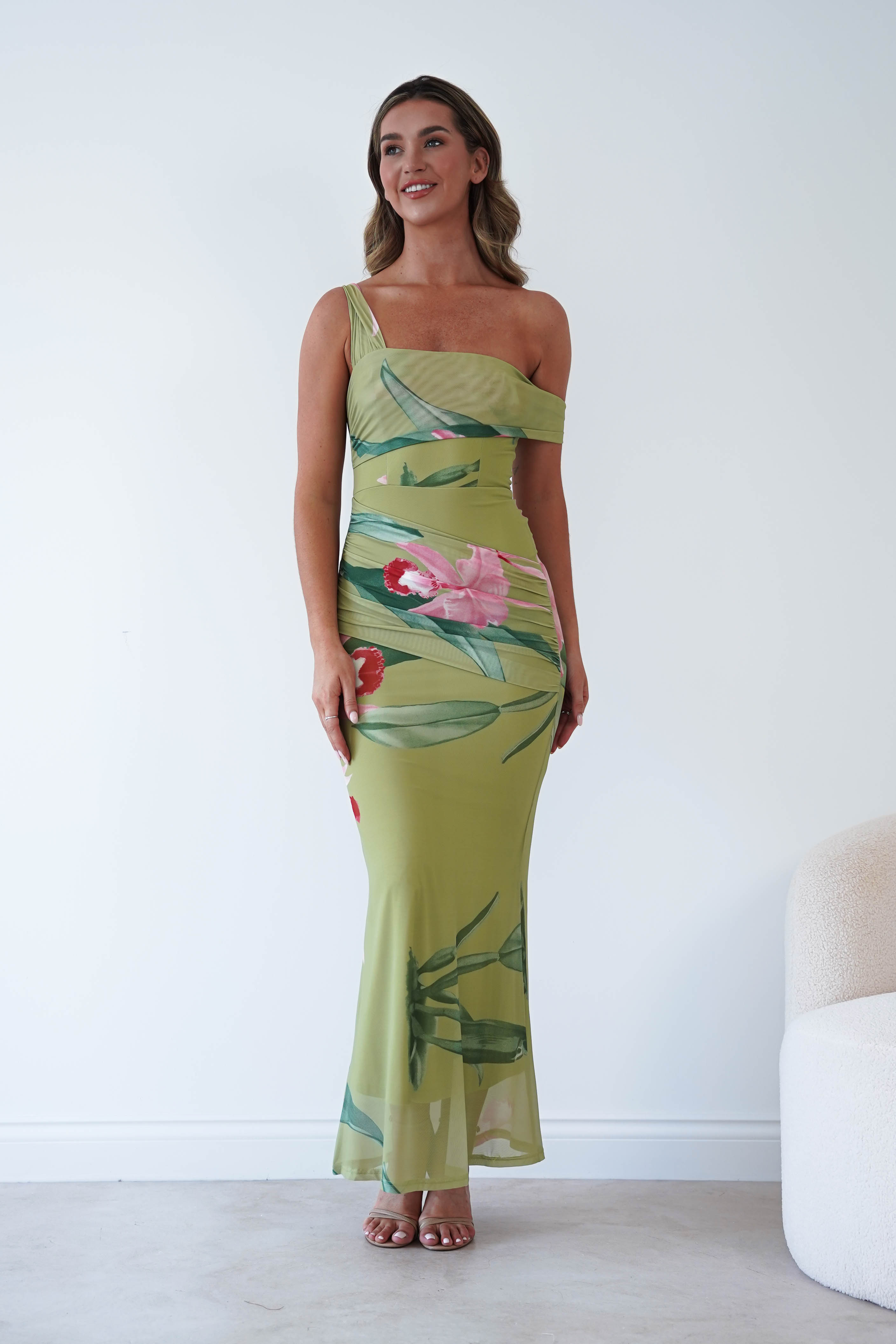 Oh Hello Clothing Women > Clothing > Dresses Cancun Floral Print Mesh Maxi Dress | Green