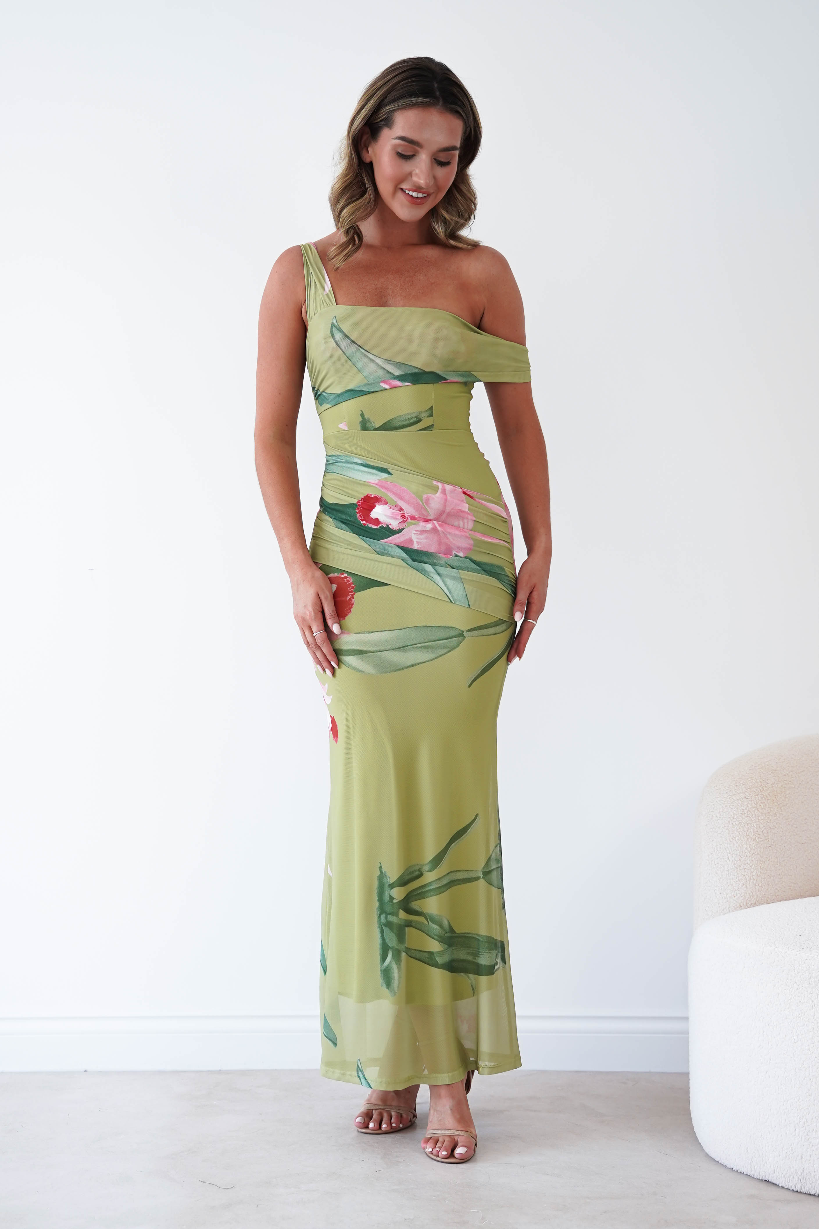 Oh Hello Clothing Women > Clothing > Dresses Cancun Floral Print Mesh Maxi Dress | Green
