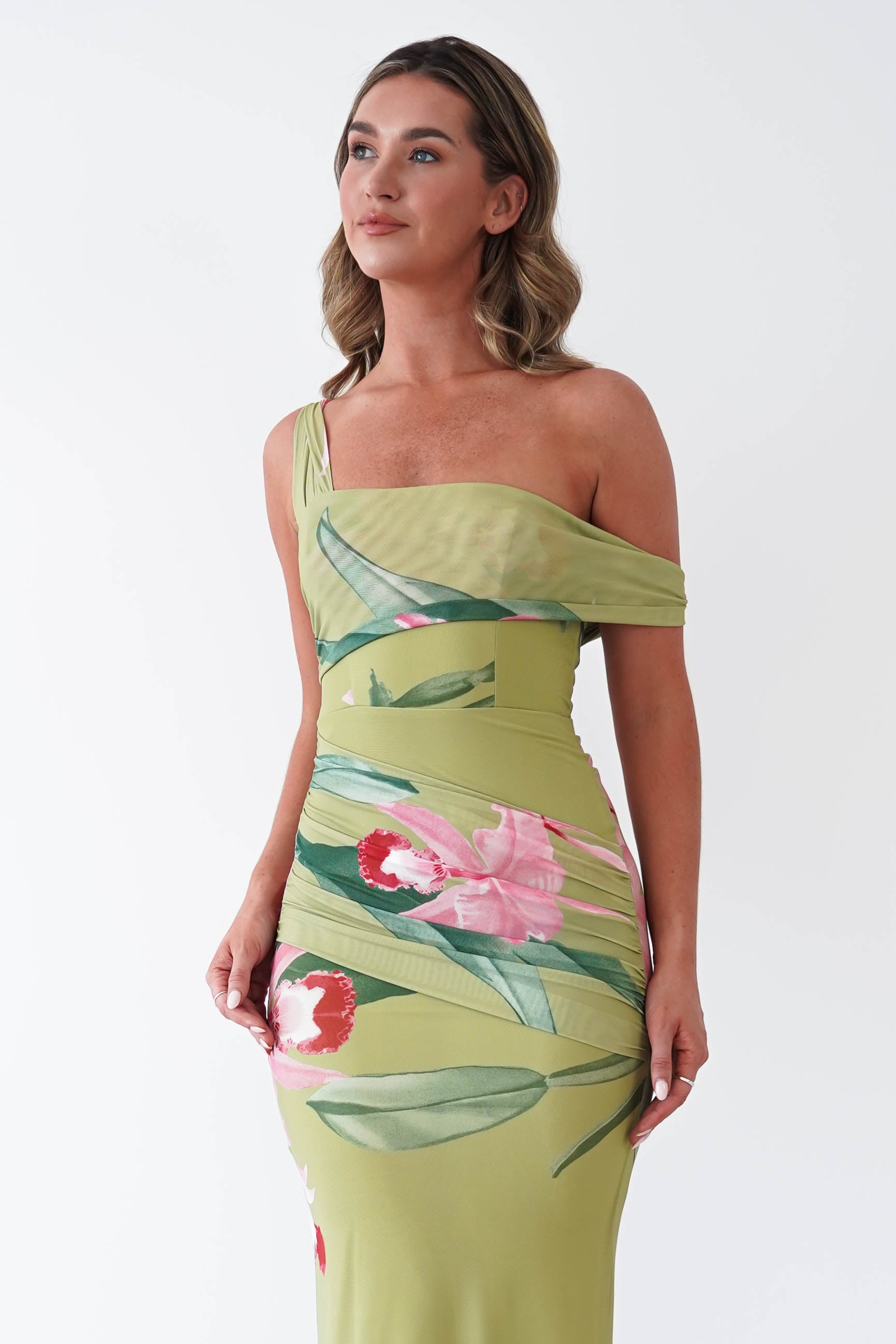 Oh Hello Clothing Women > Clothing > Dresses Cancun Floral Print Mesh Maxi Dress | Green