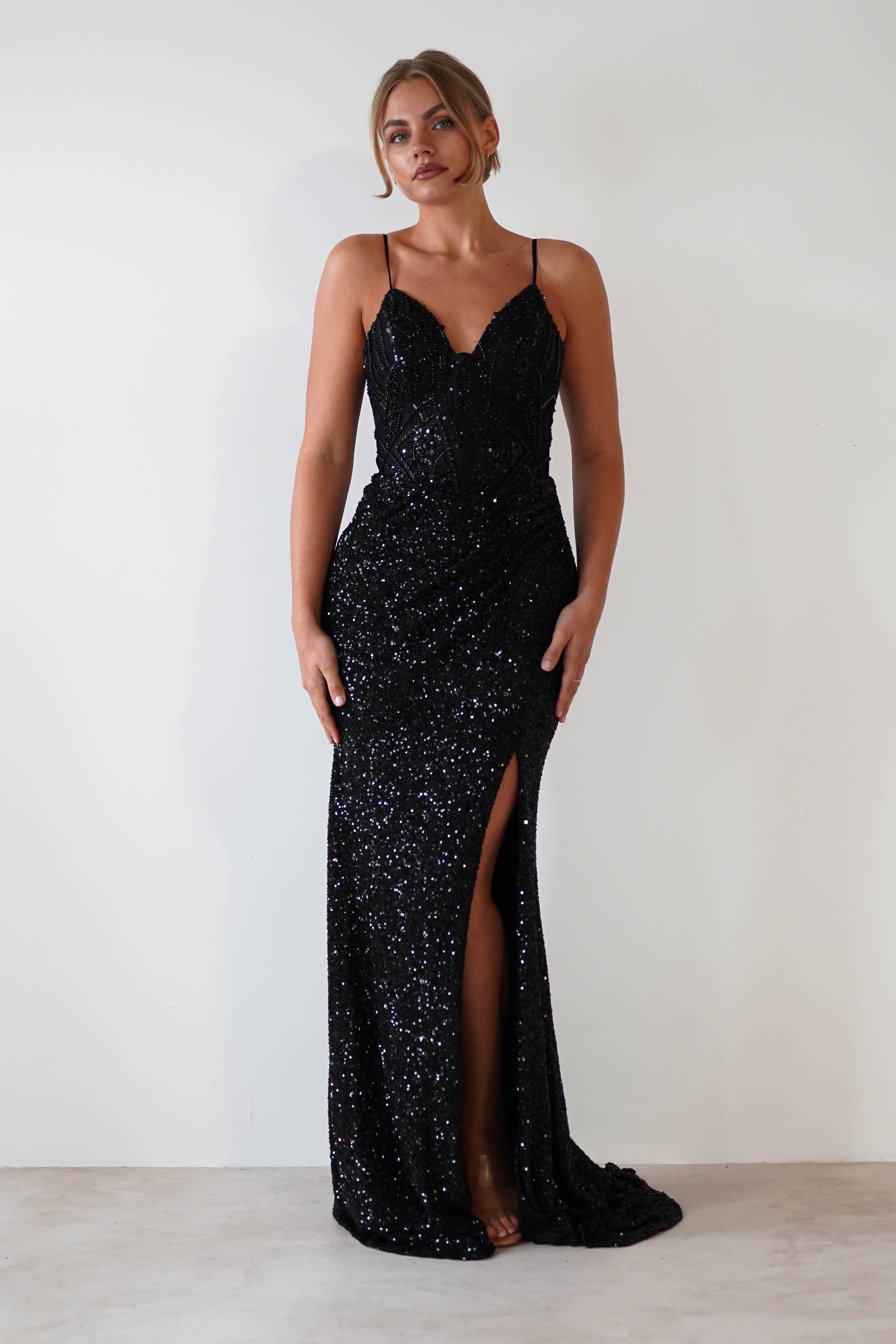 Candyce Sequin Mermaid Gown | Black | Debs & Prom | Formal Gown | Oh Hello Clothing