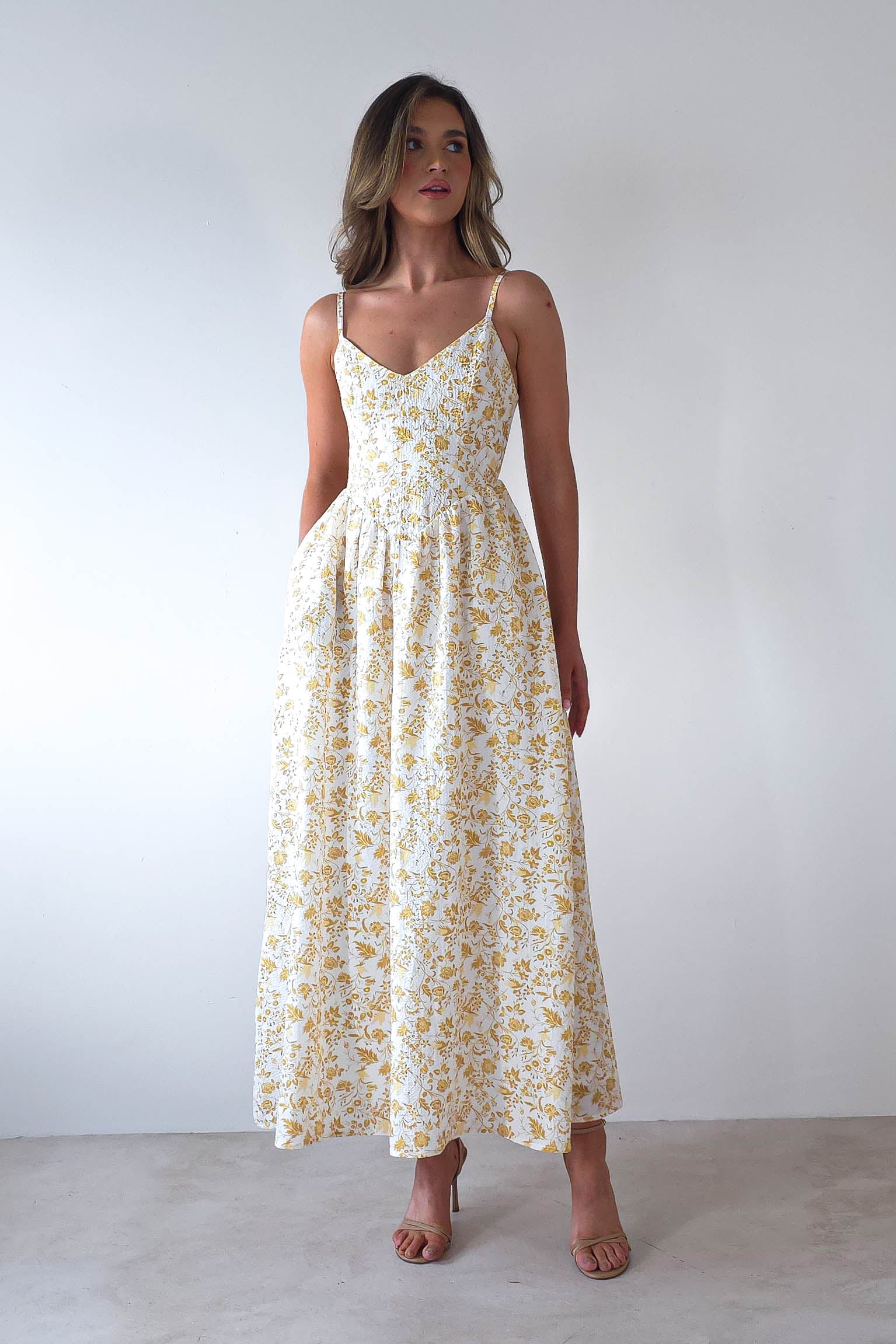 Carolyn Floral Print Maxi Dress Yellow Print | Wedding Guest Dress | Maxi | Oh Hello Clothing