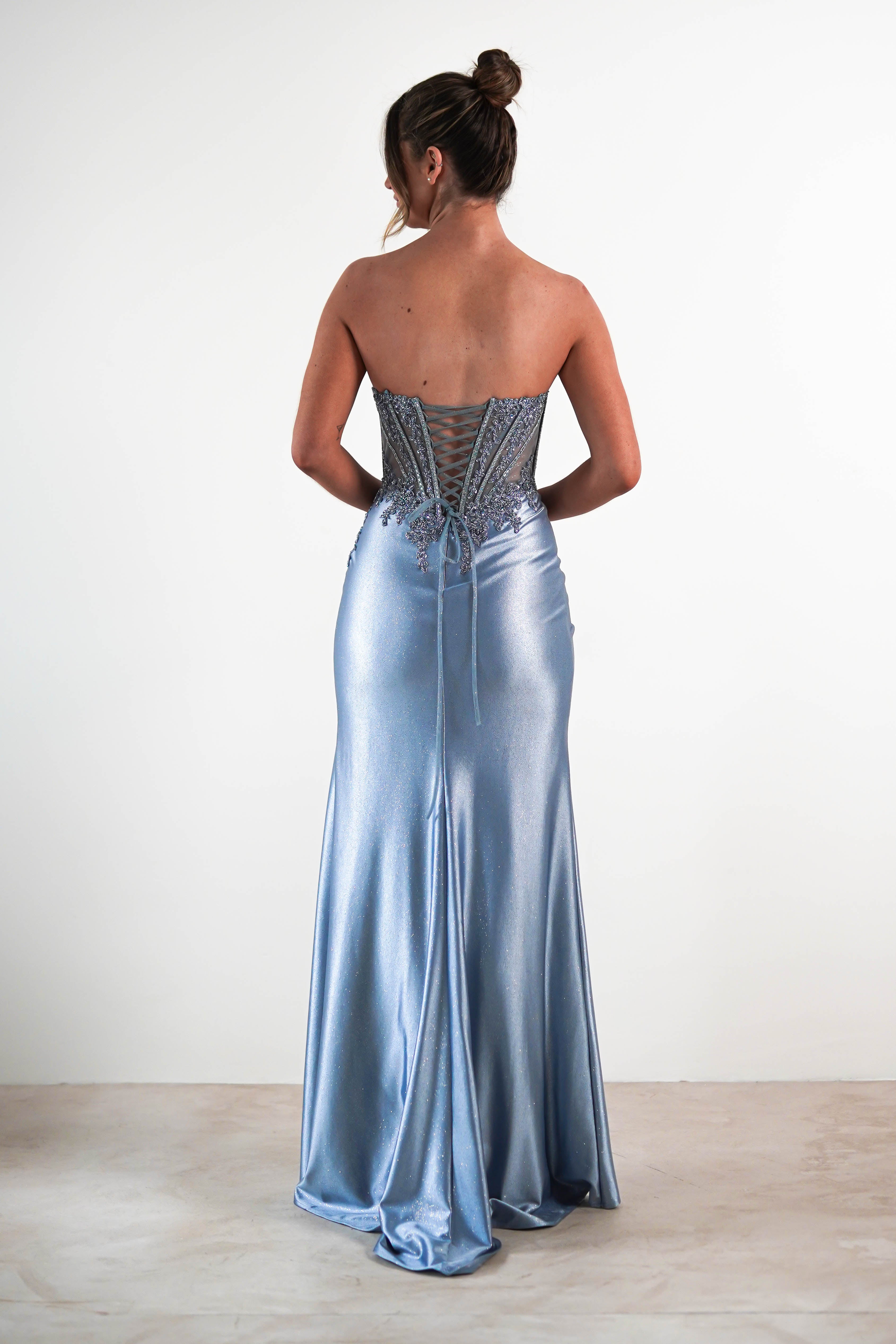 Caspian Embellished Bodycon Gown | Dusty Blue | Debs & Prom | Formal Gown | Oh Hello Clothing