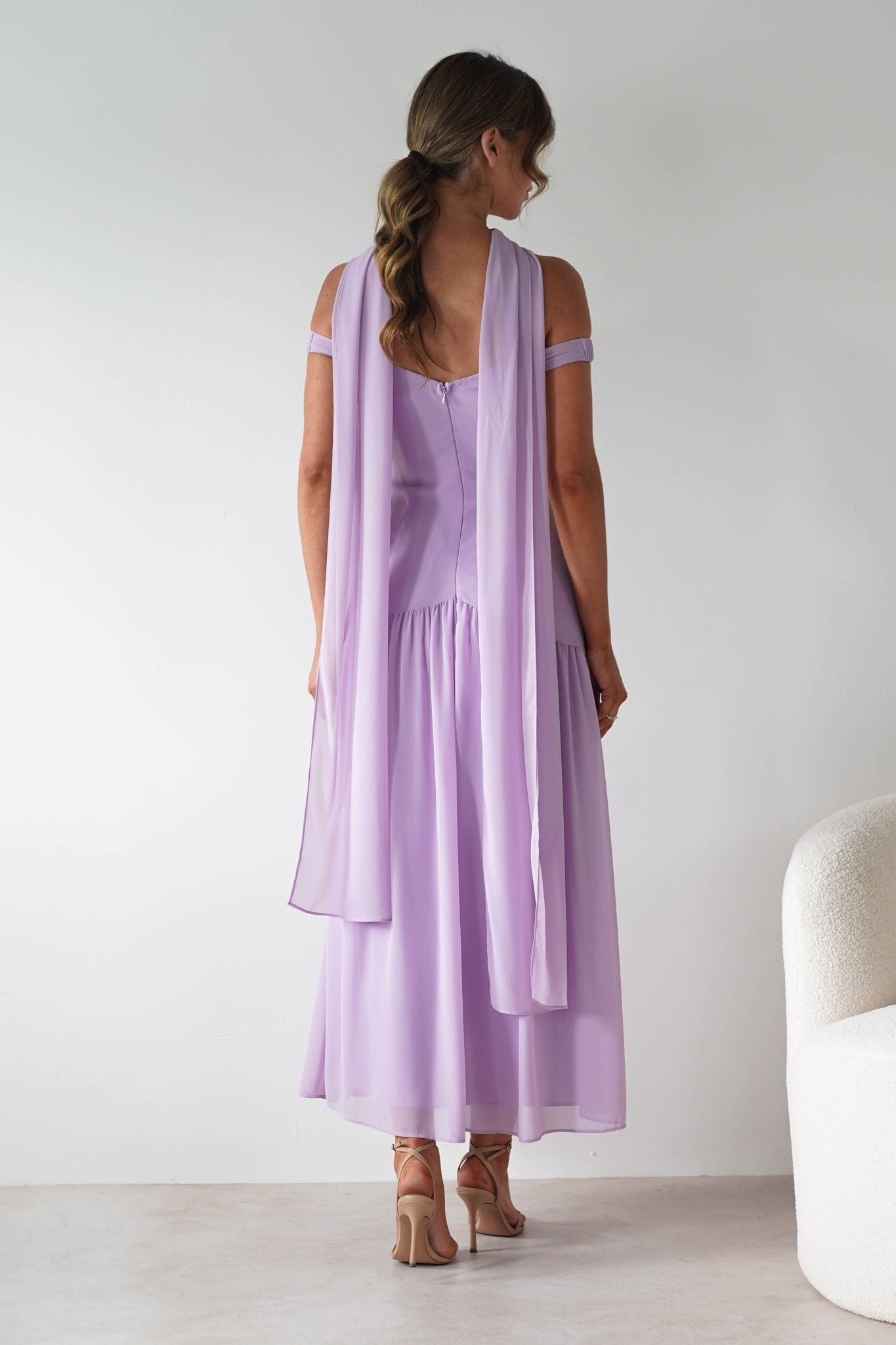 Cassandra Chiffon Skater Maxi Dress Lilac | Wedding Guest Dress | Maxi | Skater | Oh Hello Clothing