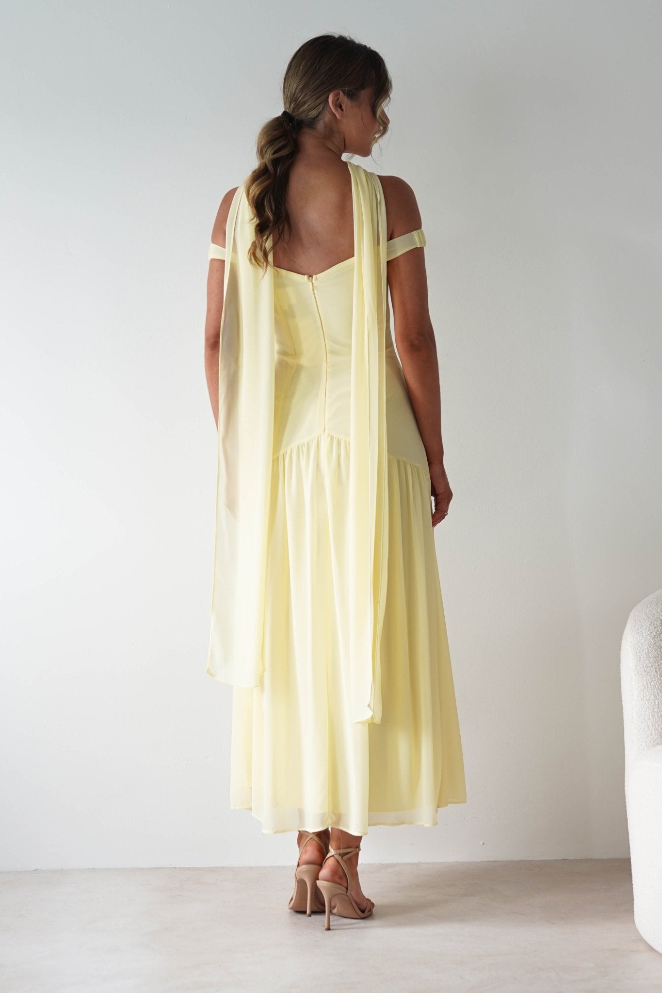 Cassandra Chiffon Skater Maxi Dress Yellow | Wedding Guest Dress | Maxi | Skater | Oh Hello Clothing