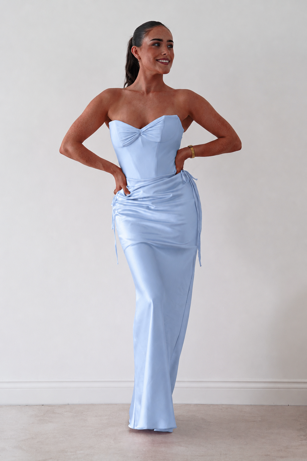 Oh Hello Clothing Dresses > Prom Dresses Cassie Strapless Corset Maxi Dress | Blue