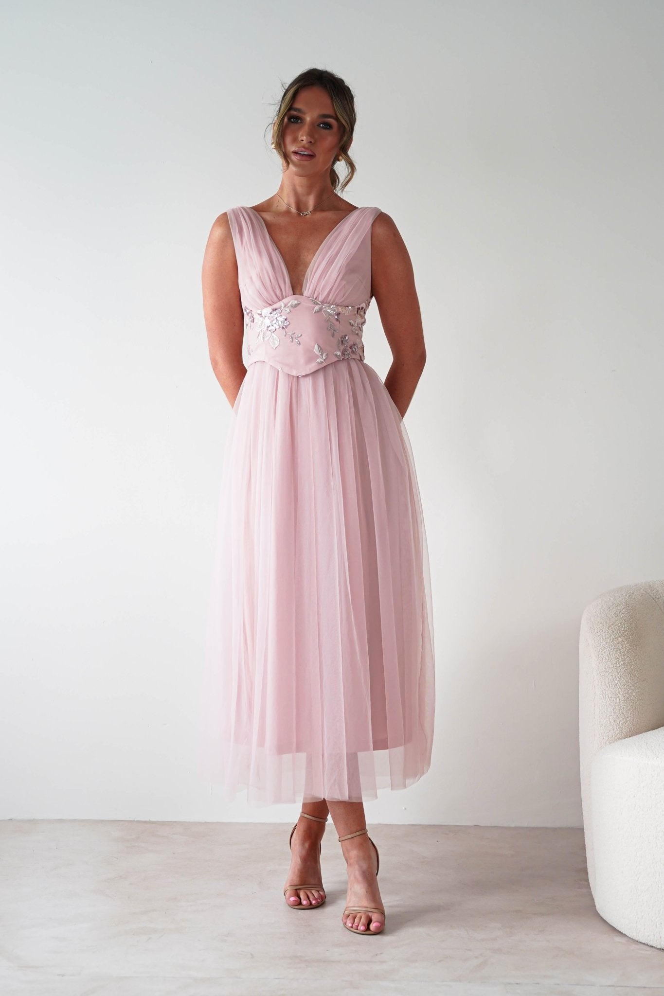 Cecilia Tulle Maxi Dress Blush Pink | Wedding Guest Dress | Maxi | Oh Hello Clothing