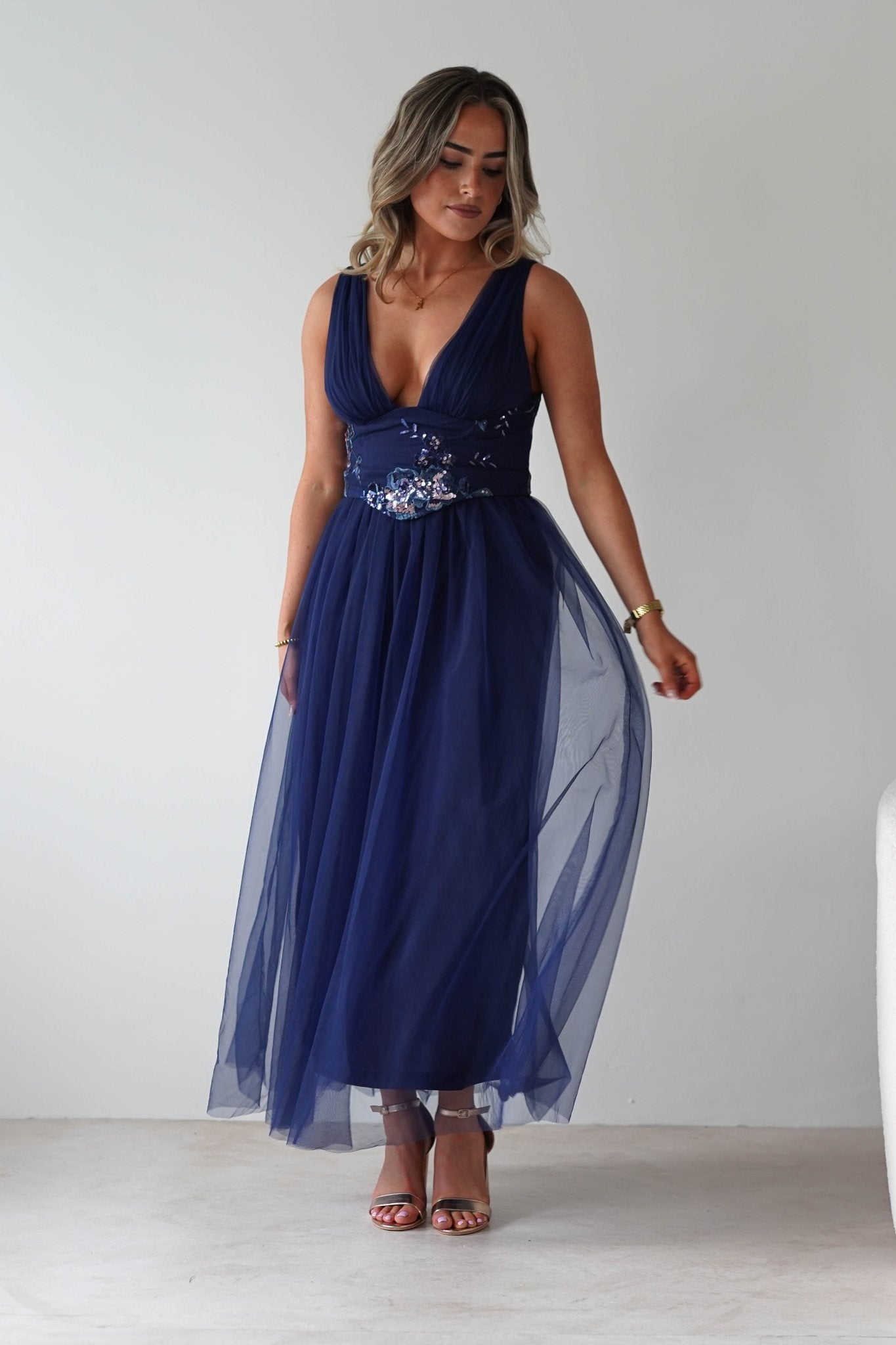 Cecilia Tulle Maxi Dress Navy | Wedding Guest Dress | Maxi | Oh Hello Clothing