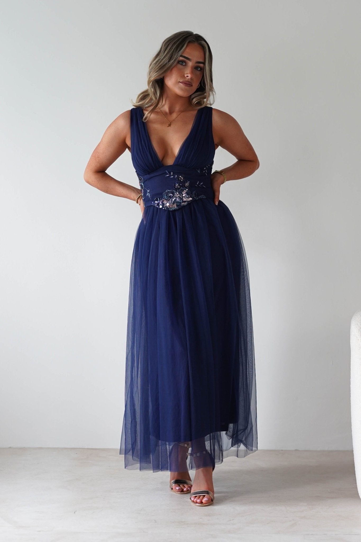 Cecilia Tulle Maxi Dress Navy | Wedding Guest Dress | Maxi | Oh Hello Clothing