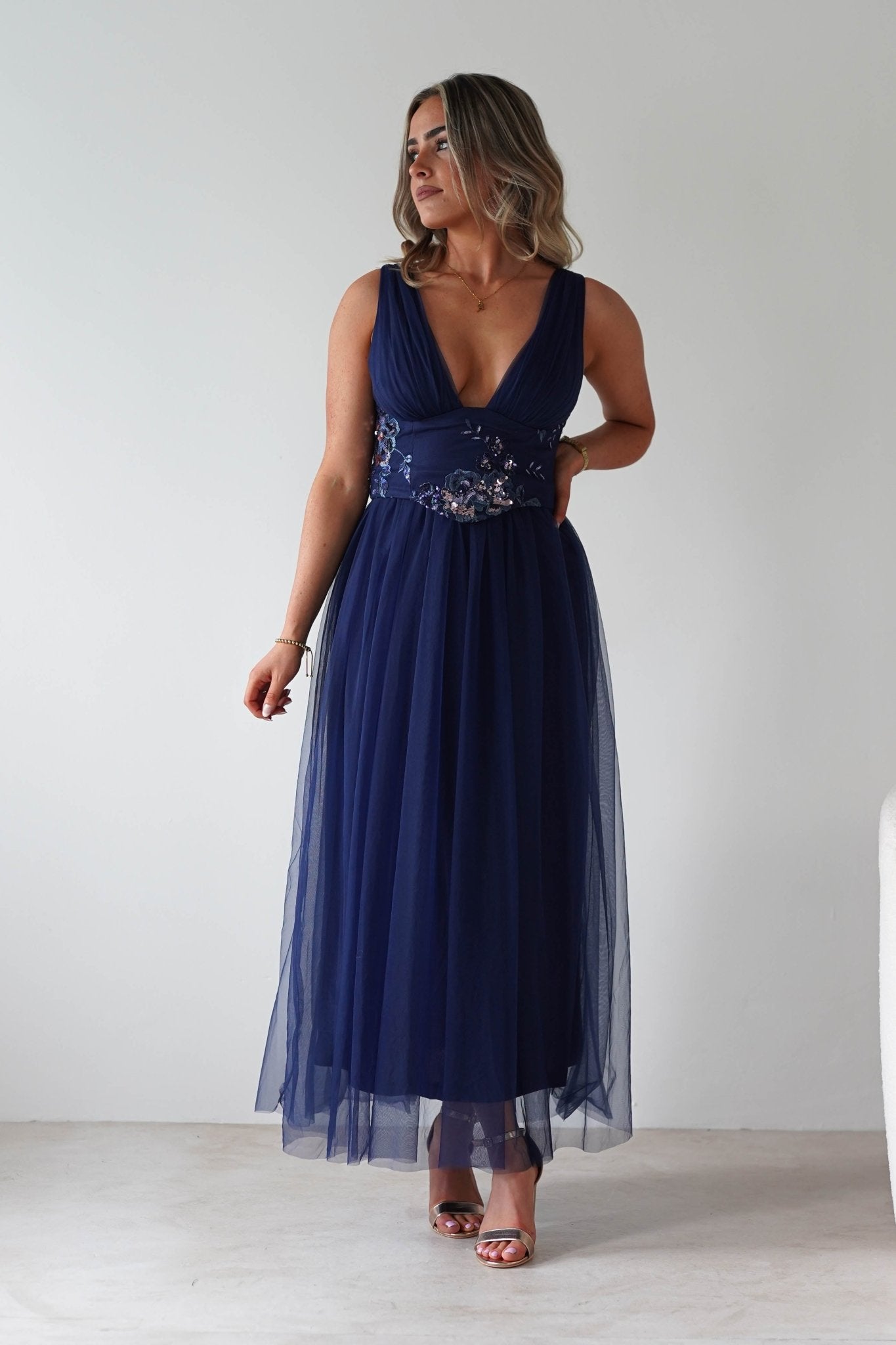 Cecilia Tulle Maxi Dress Navy | Wedding Guest Dress | Maxi | Oh Hello Clothing