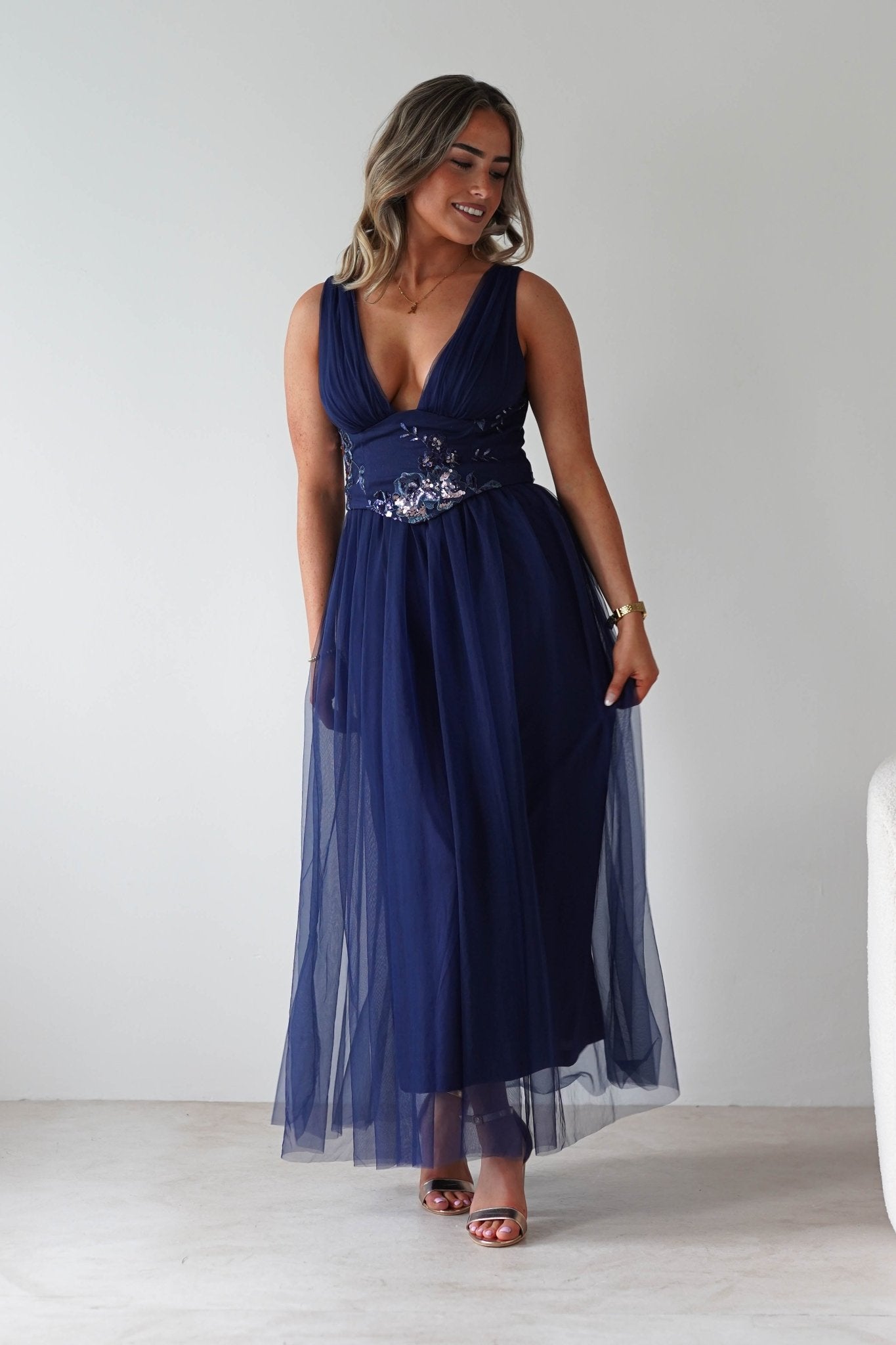 Cecilia Tulle Maxi Dress Navy | Wedding Guest Dress | Maxi | Oh Hello Clothing