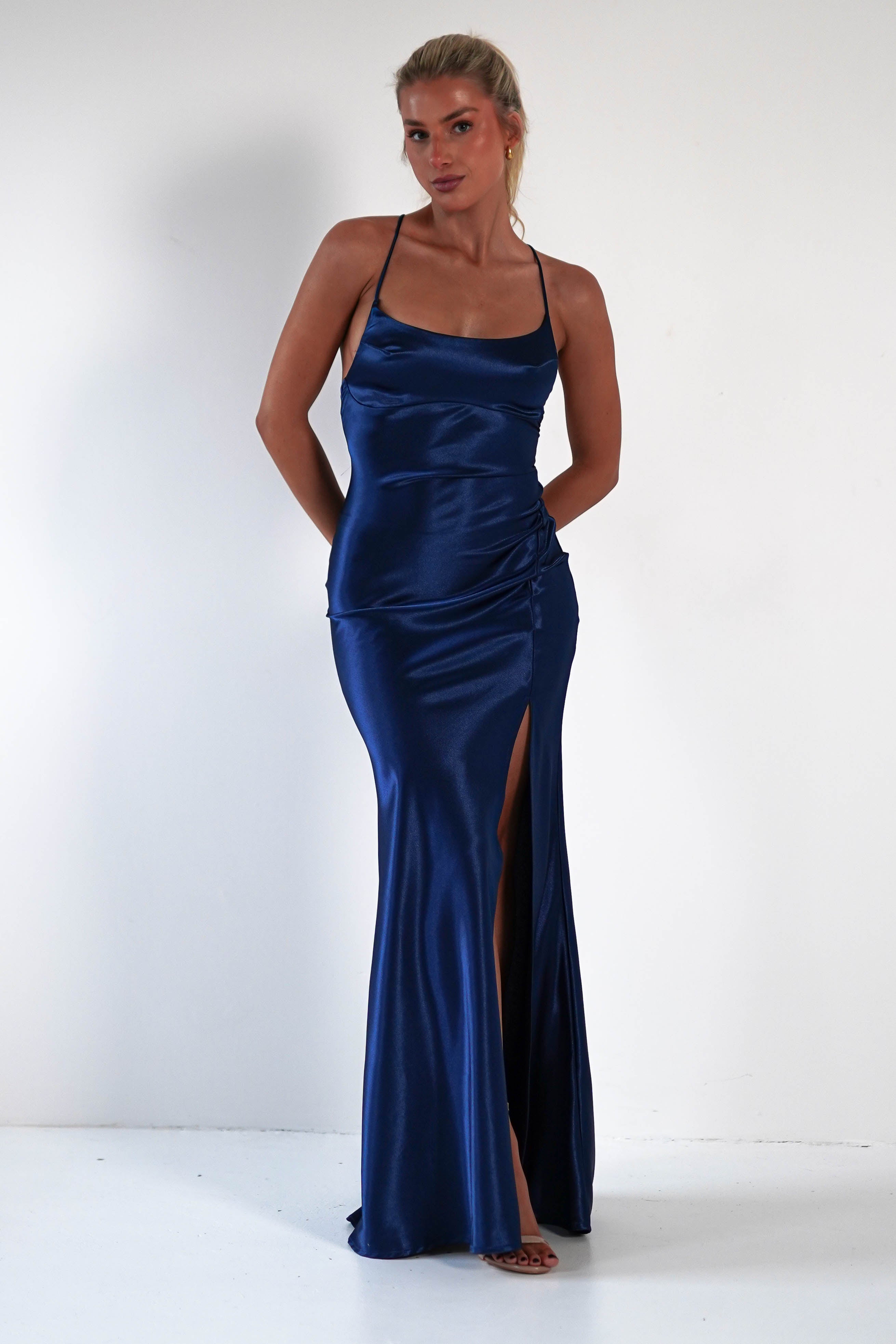 Celinee Satin Maxi Gown | Royal | Debs & Prom | Formal Gown | Oh Hello Clothing