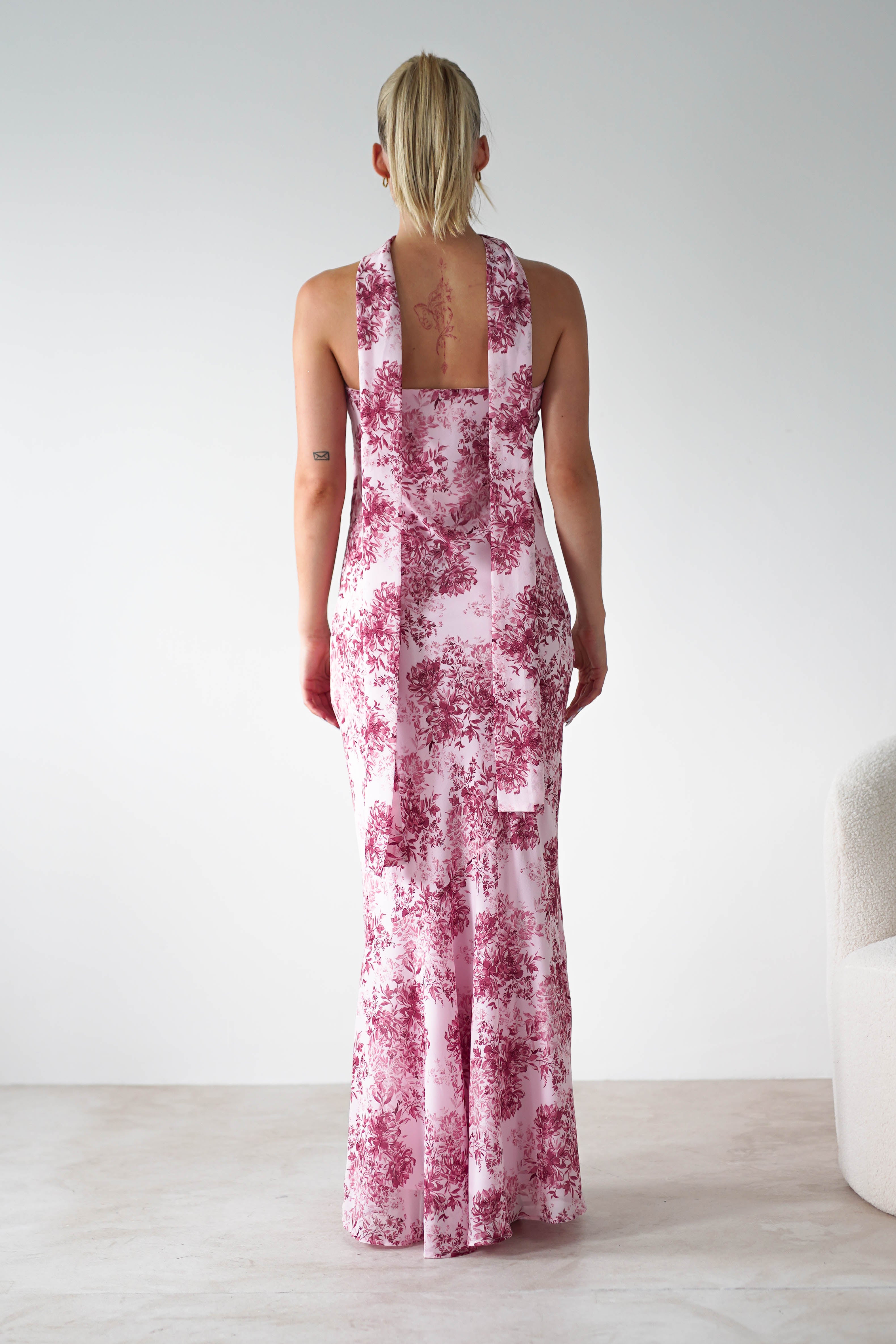 Charlene Floral Chiffon Maxi Dress Pink Print | Wedding Guest Dress | Maxi | Chiffon | Oh Hello Clothing